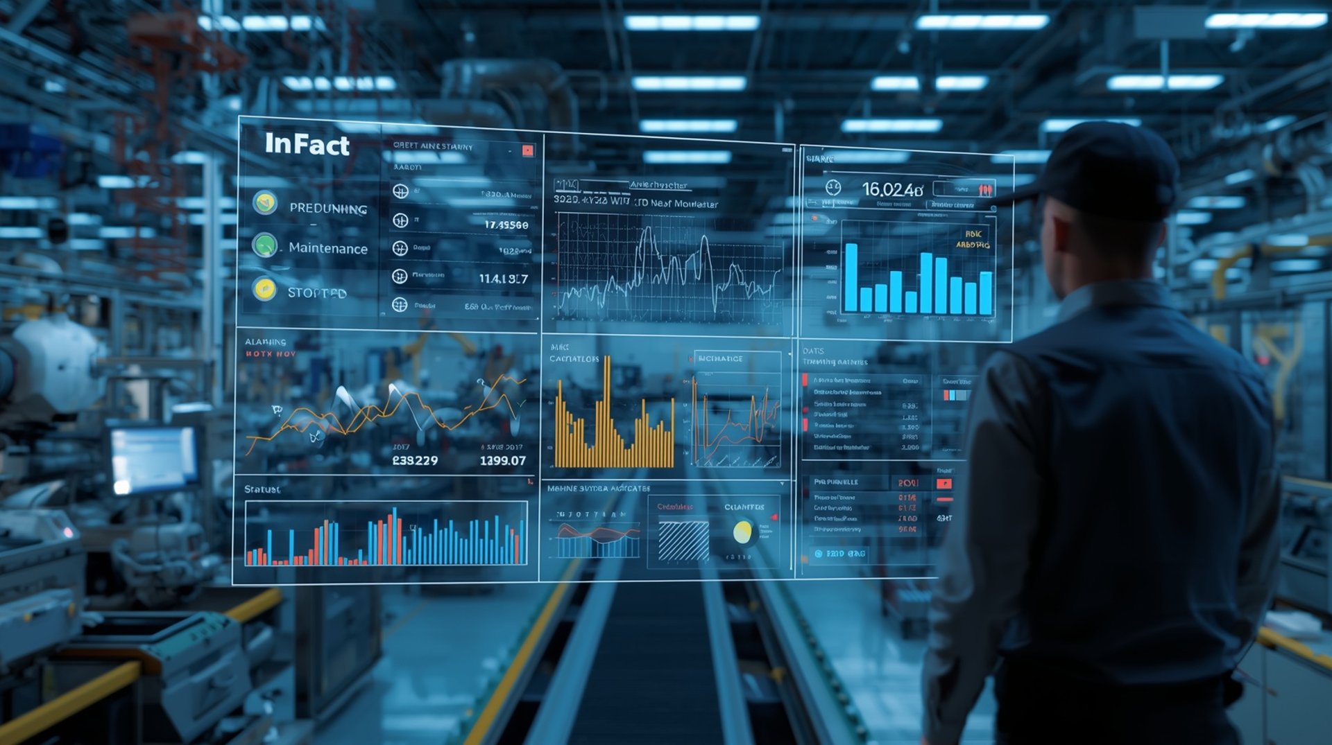 Dashboard con visualizacion indicadores de planta de produccion mediante software de control de piso InFact