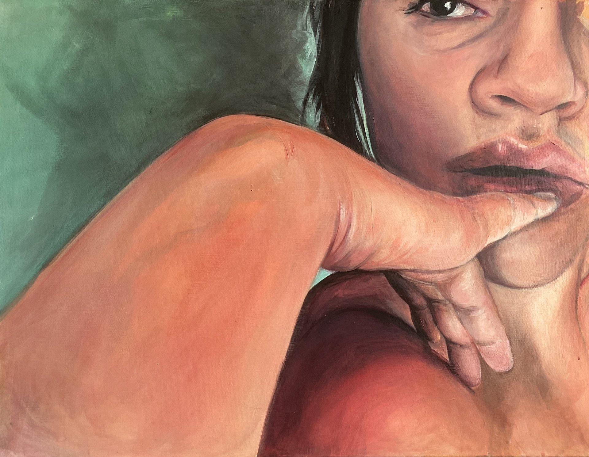 an abstract photo of a curved building with a blue sky in the background