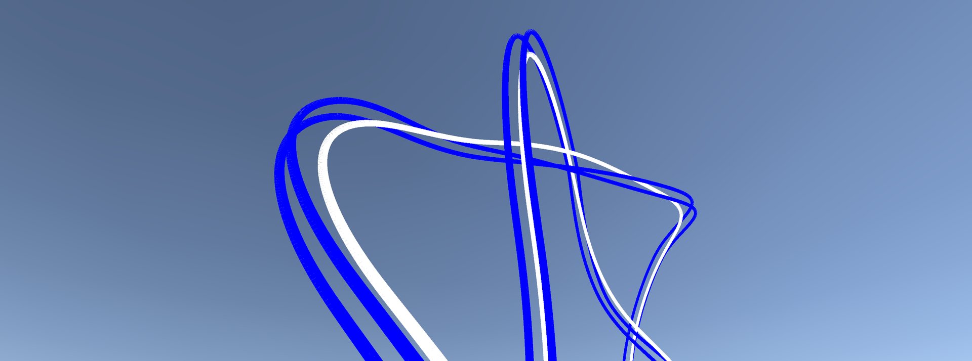 an abstract photo of a curved building with a blue sky in the background
