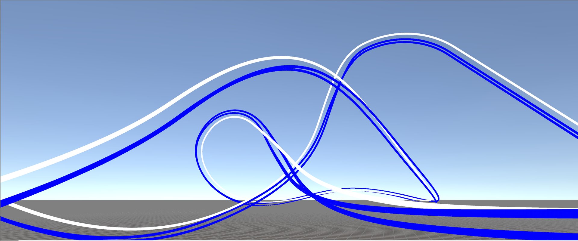 an abstract photo of a curved building with a blue sky in the background