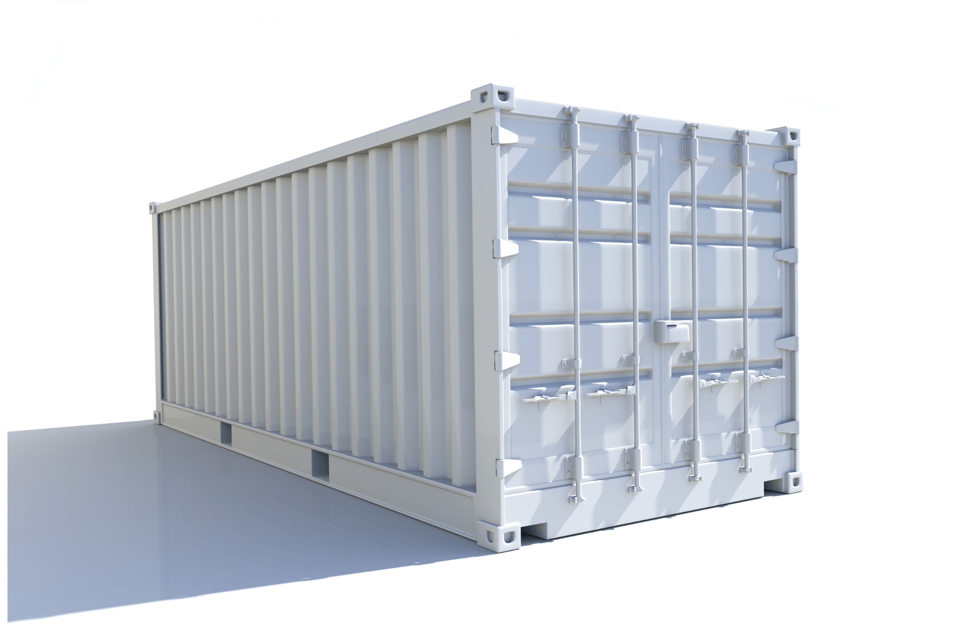 green and white steel crates