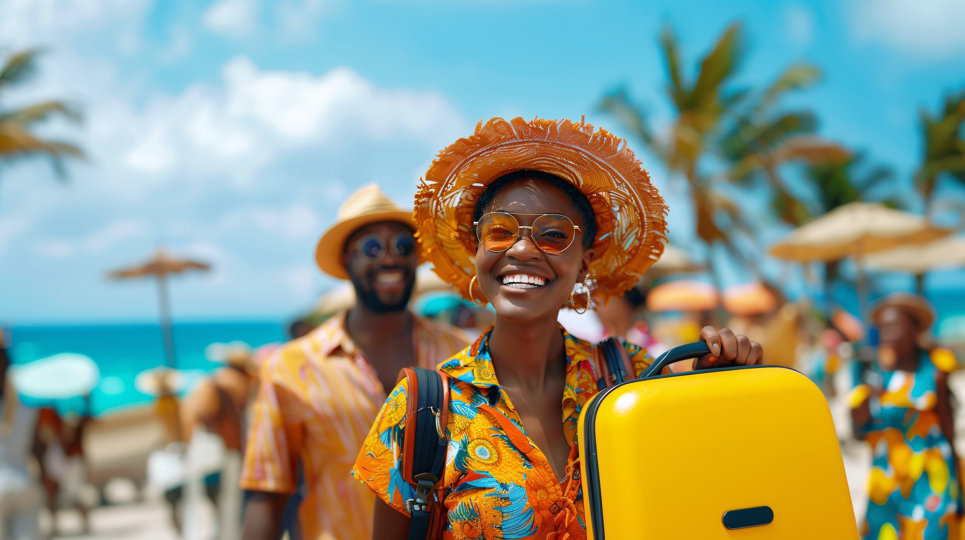 woman wearing yellow long-sleeved dress under white clouds and blue sky during daytime