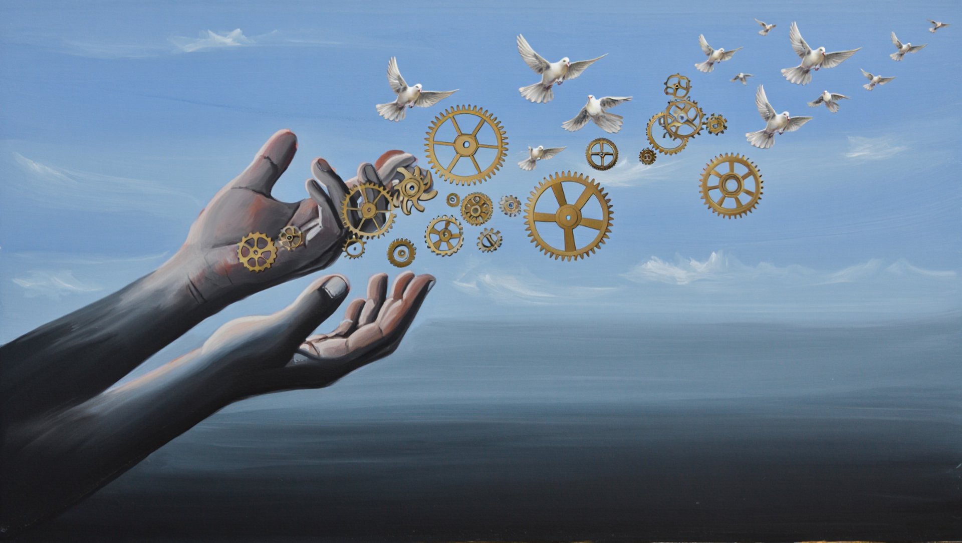 red blue and black abstract painting