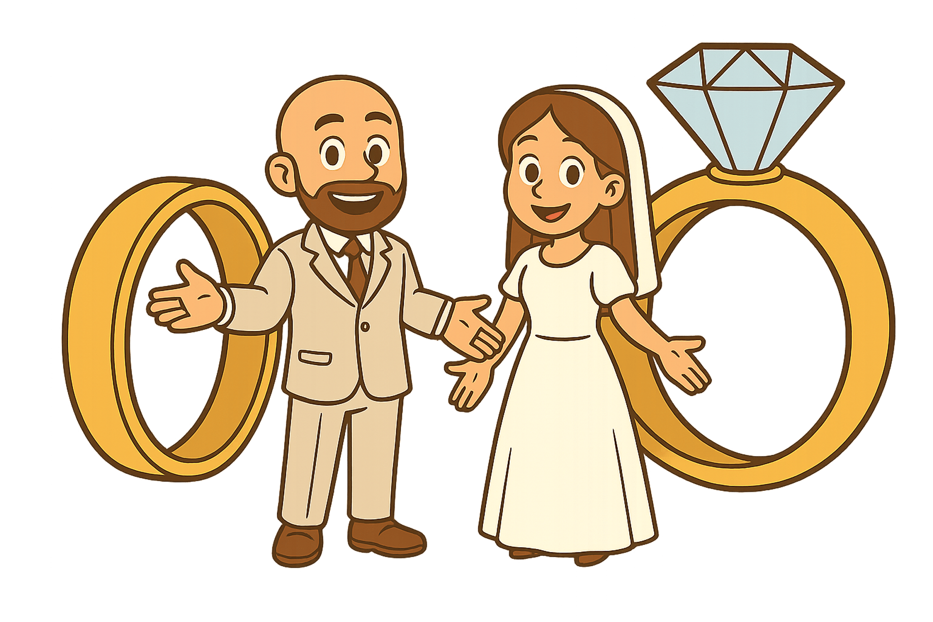 couple wearing silver-colored rings