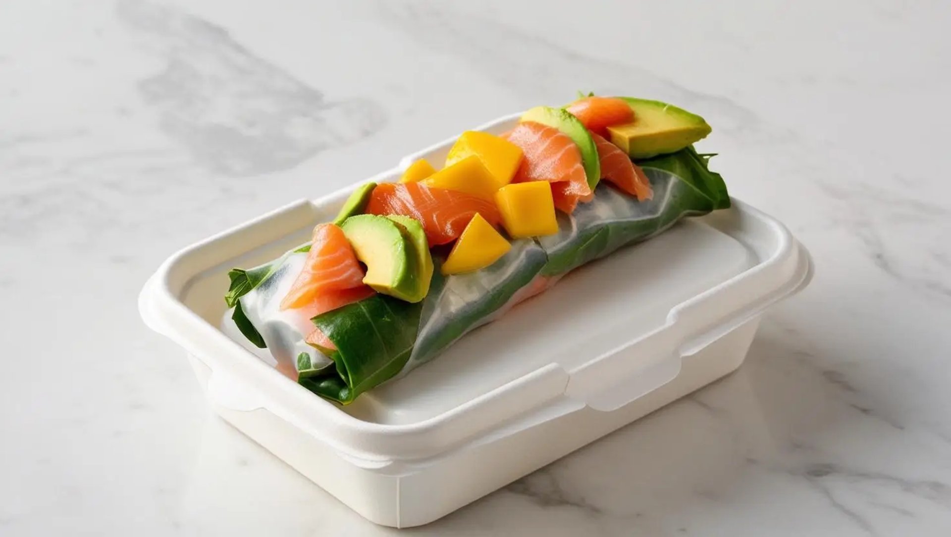 Summer Roll Rouleau de Printemps Saumon Avocat Mangue