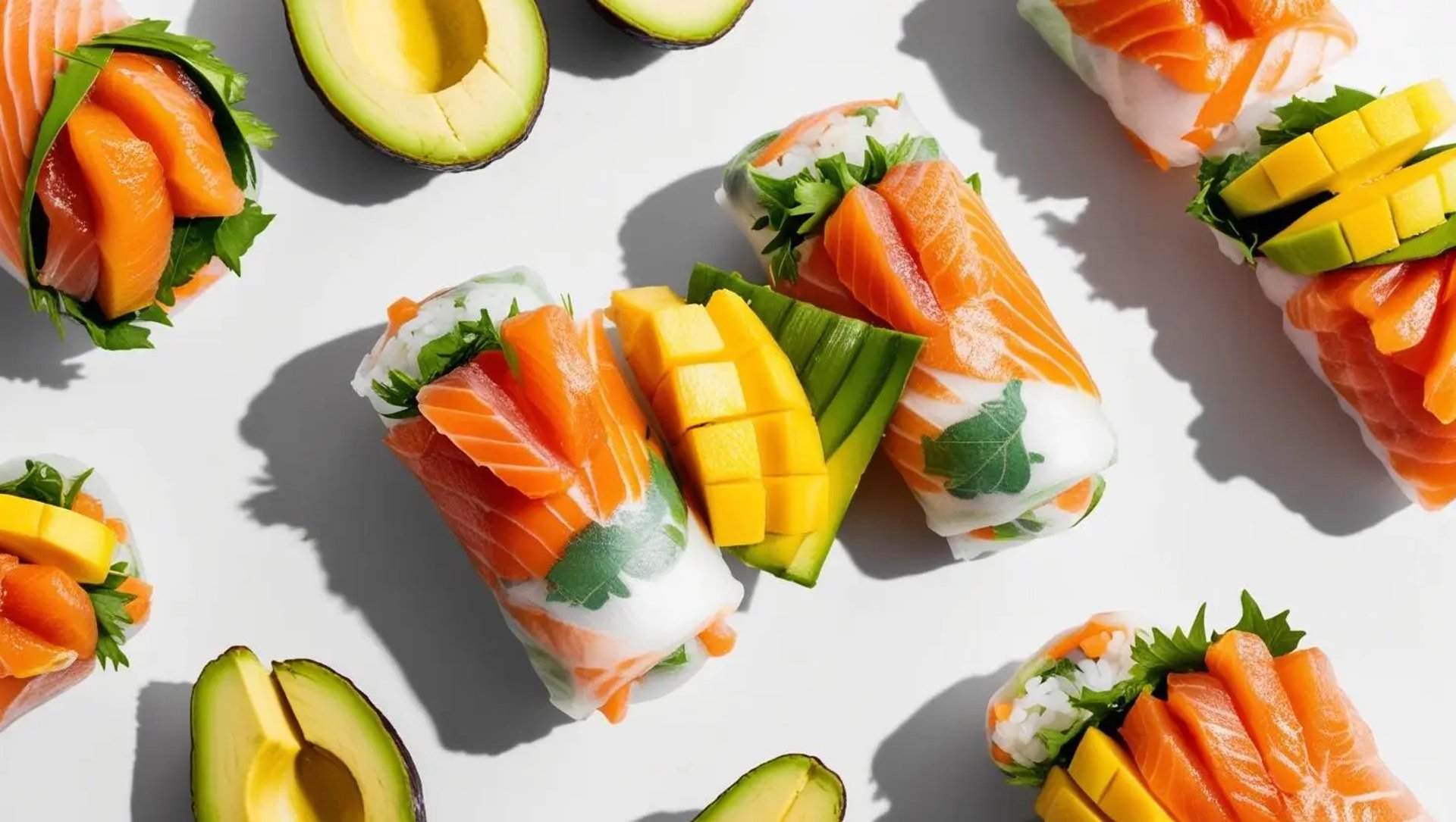Summer Rolls Rouleaux de Printemps Saumon Mangue Coriandre