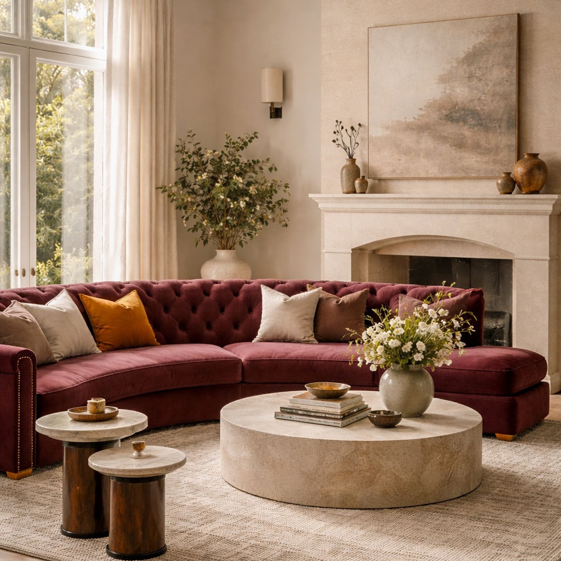 Transitional sectional sofa with curved design