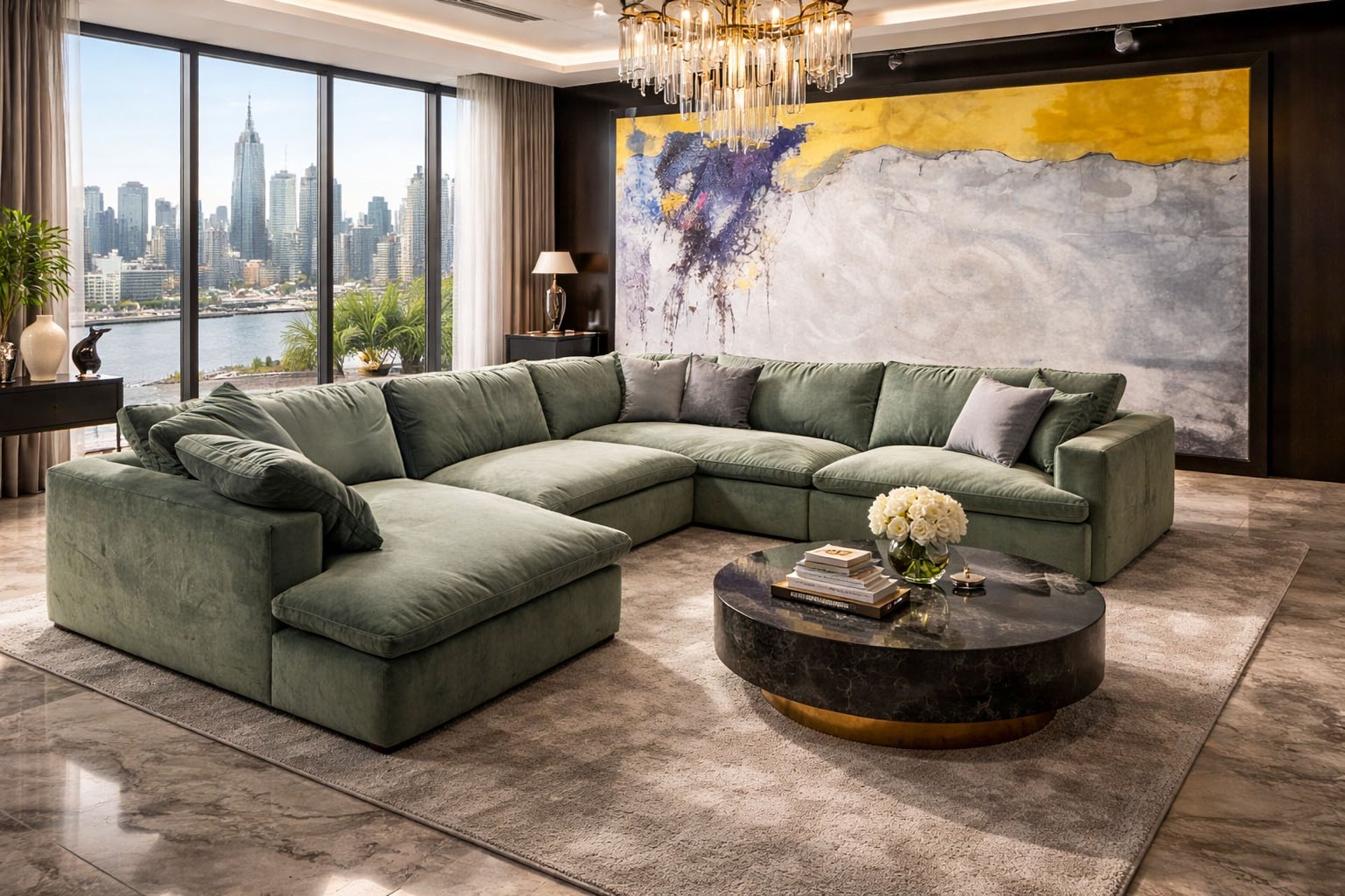 Large custom sectional sofa in a luxury living room by Solo Home Decor