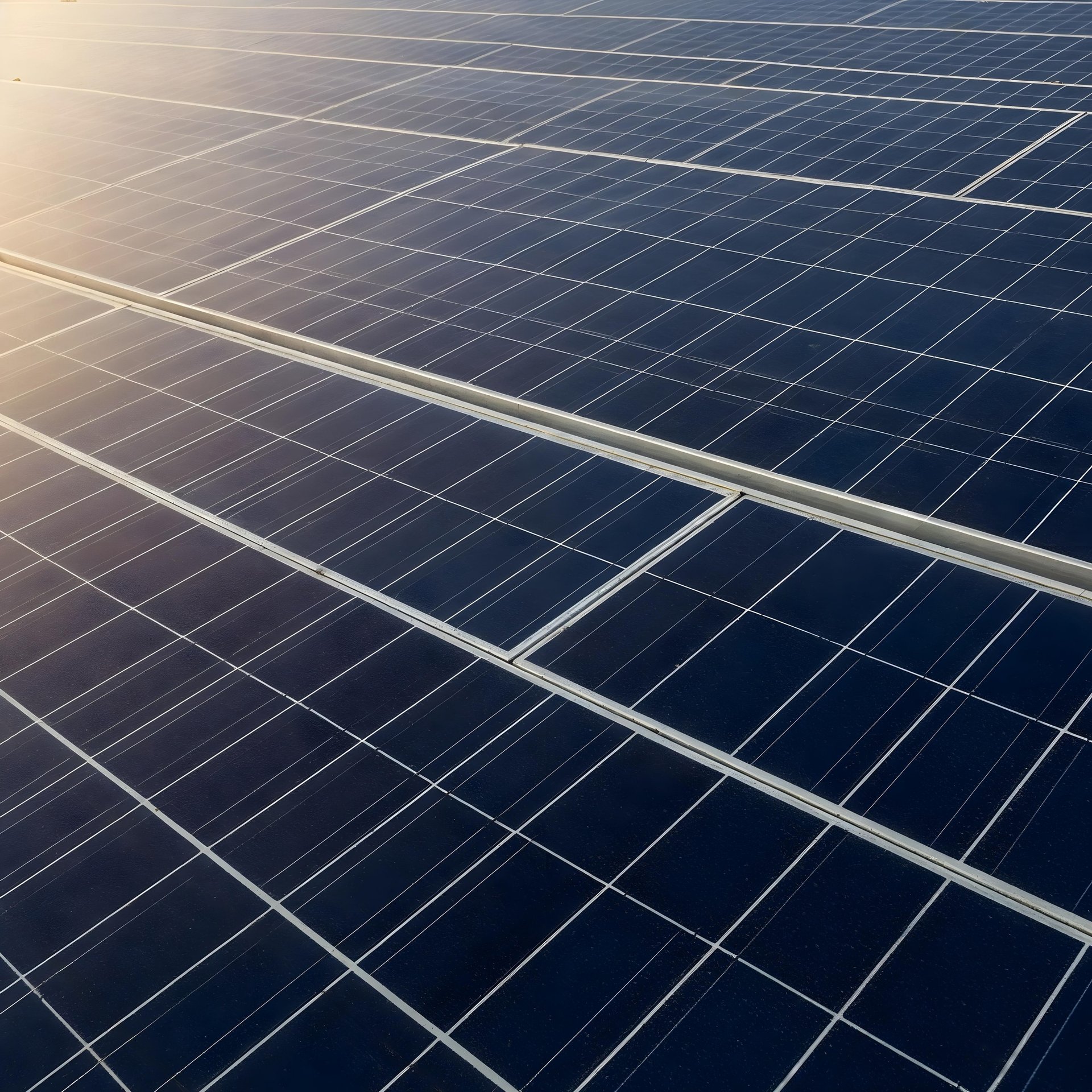 a large amount of solar panels on the roof of a building