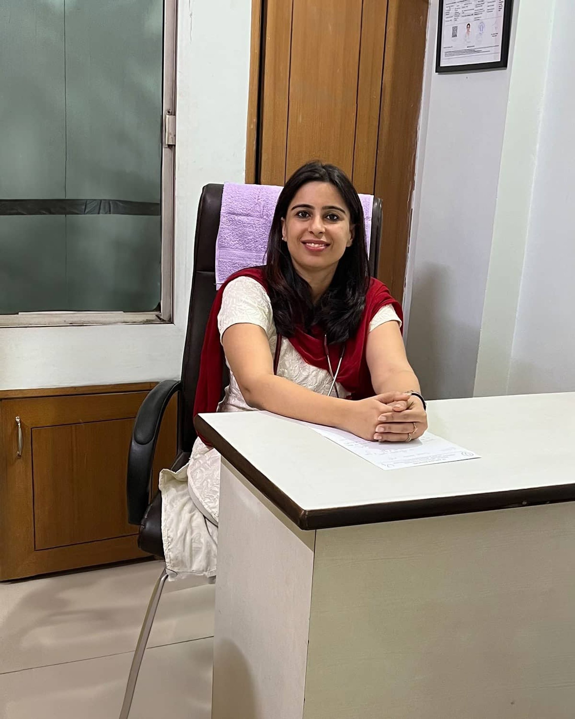 Dr. Aayushi's consultation room at her women's health clinic in Dwarka