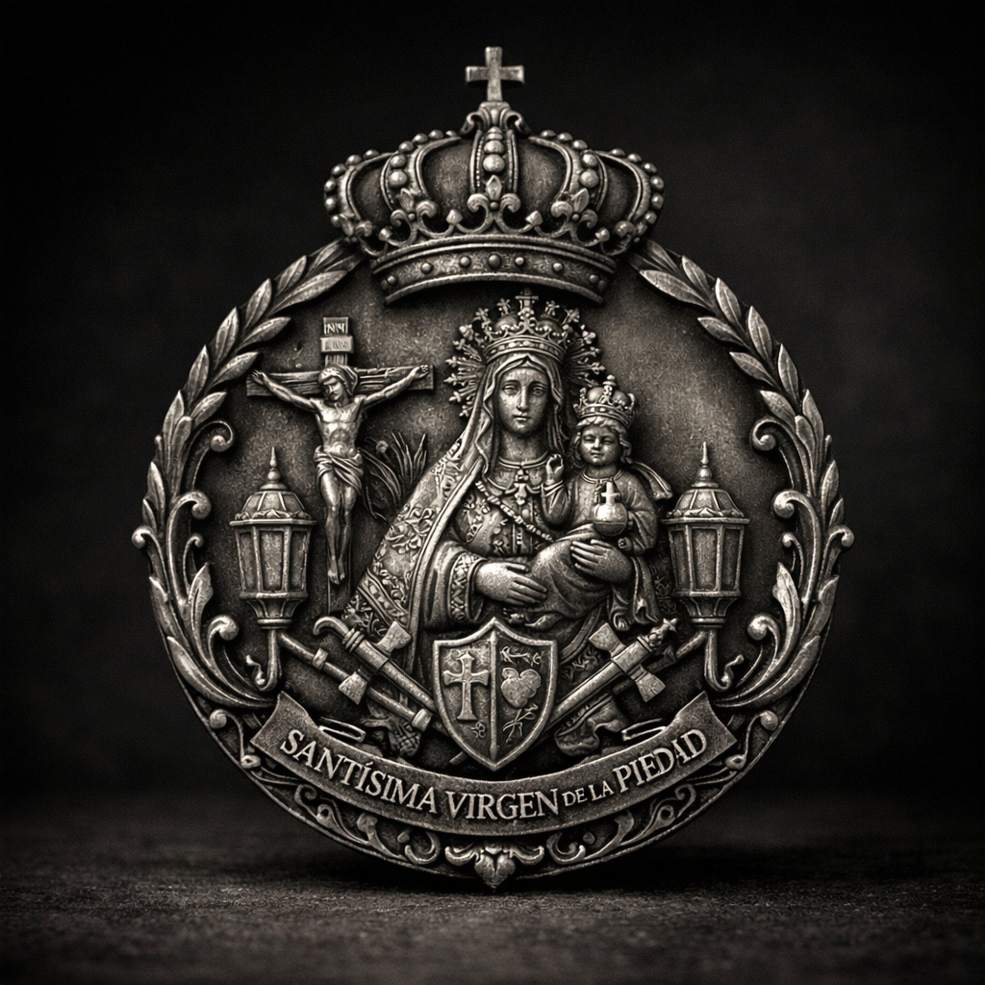 Medalla para cofradía fabricada por taller joyero especializado en joyería religiosa