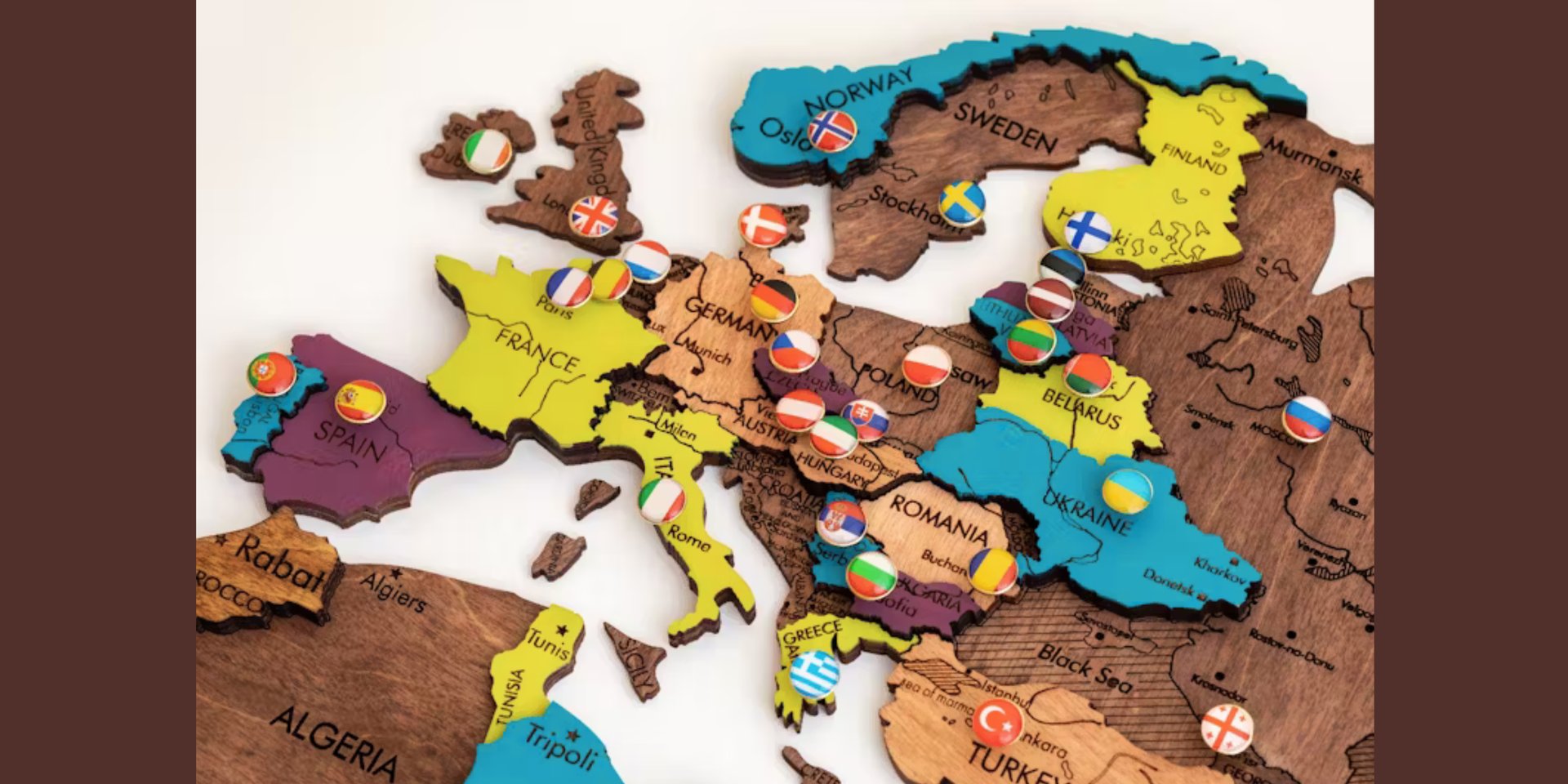Australia map filled with pins