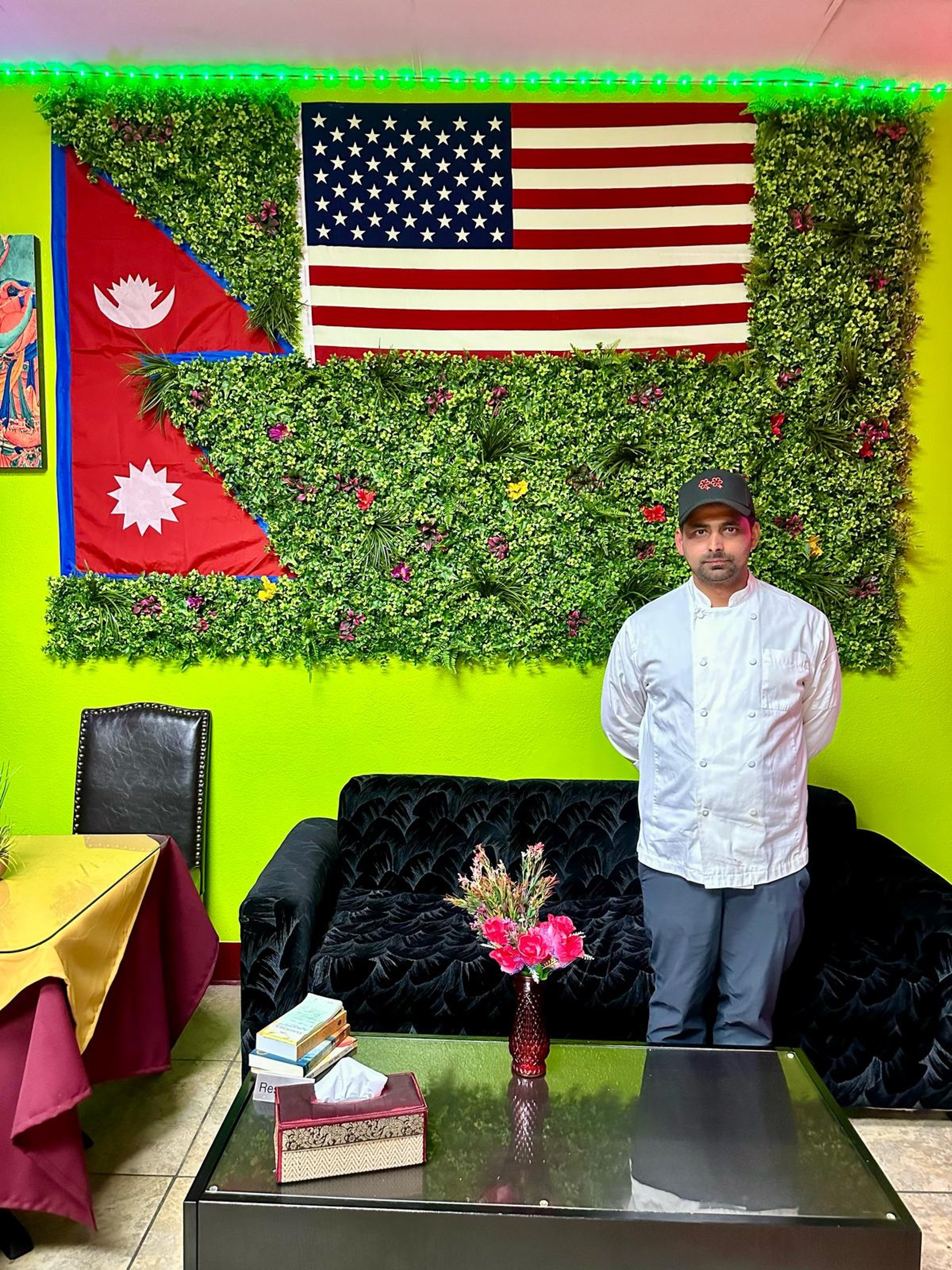 a white plate topped with rice and meat