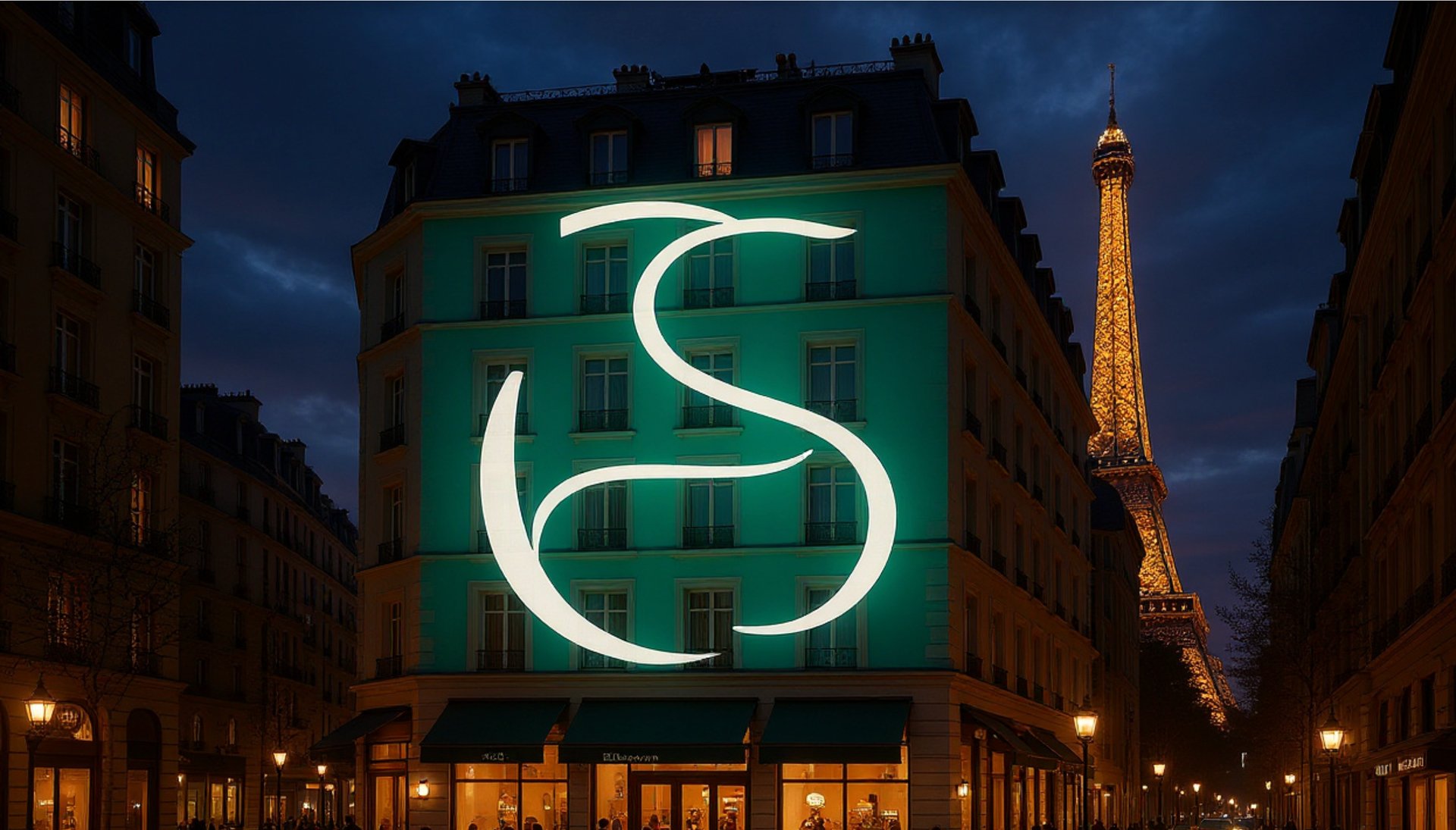 an abstract photo of a curved building with a blue sky in the background
