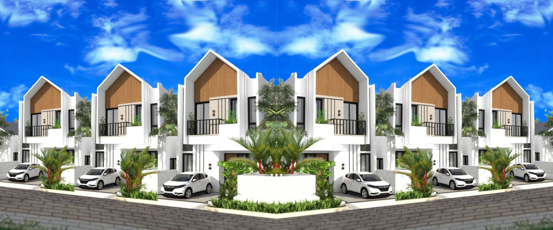 an abstract photo of a curved building with a blue sky in the background