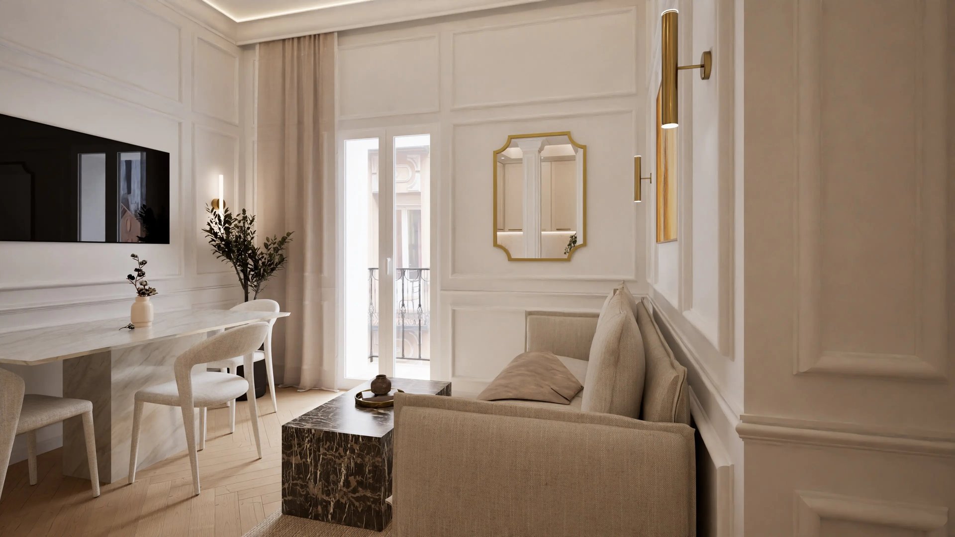 an abstract photo of a curved building with a blue sky in the background