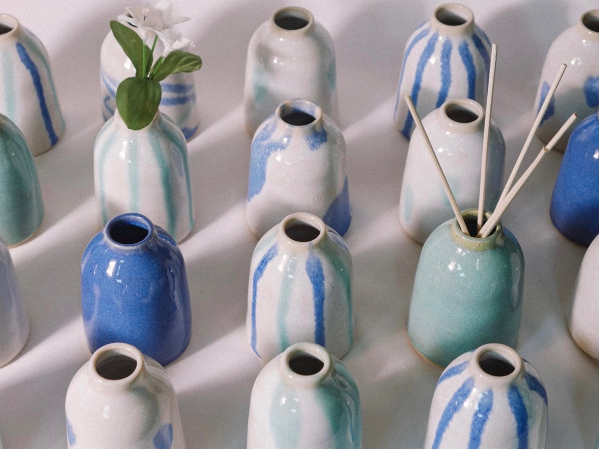handmade ceramic bud vase reed diffuser vase playful design