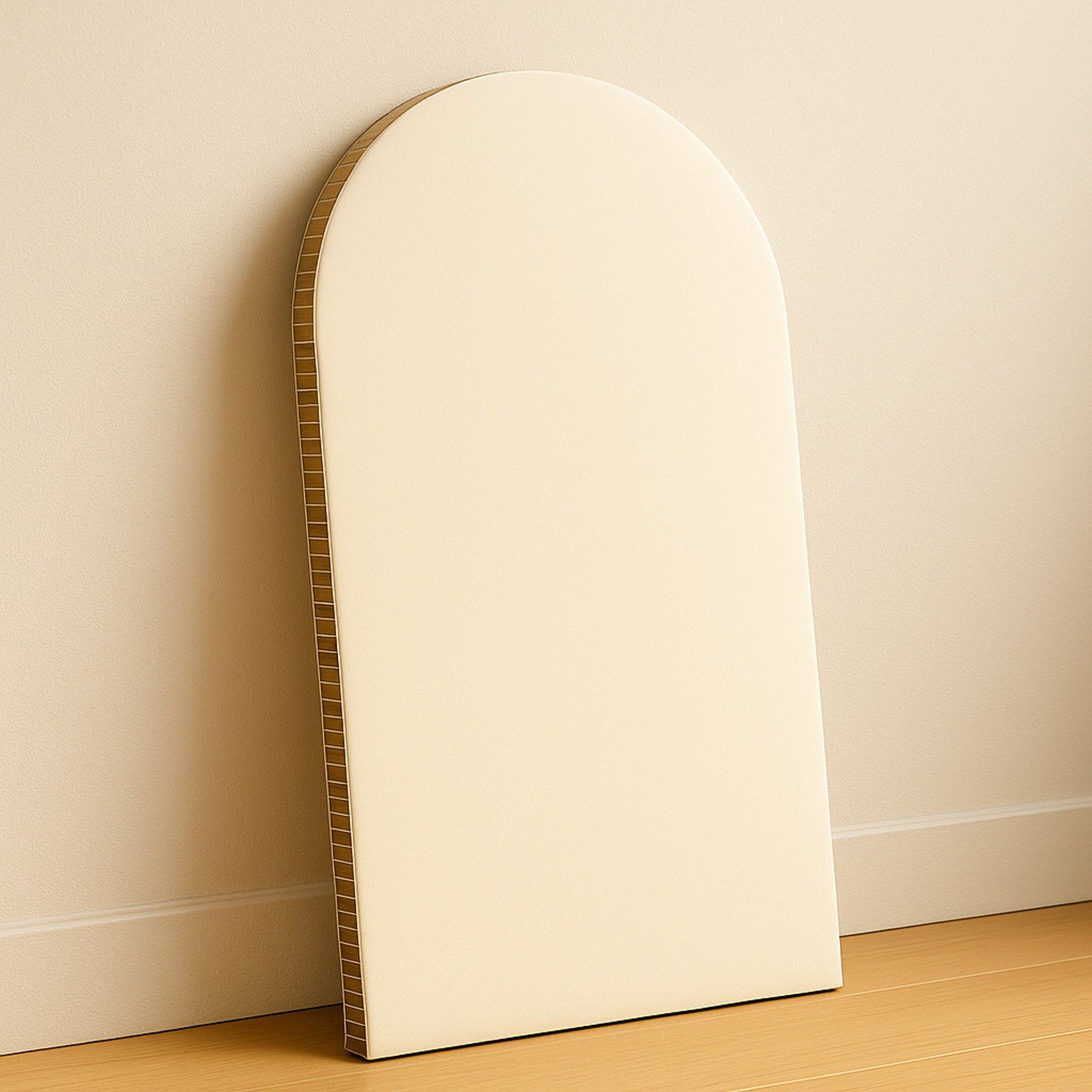 an abstract photo of a curved building with a blue sky in the background