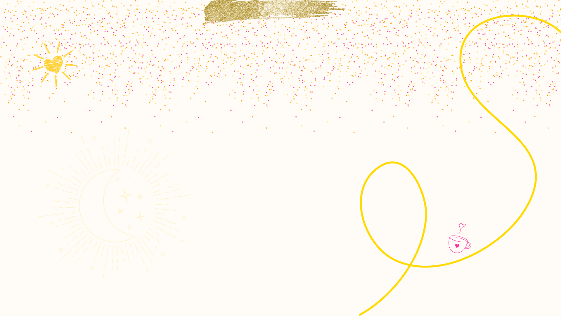 Fond lumineux avec touche d'Or en haut et pluie de couleur