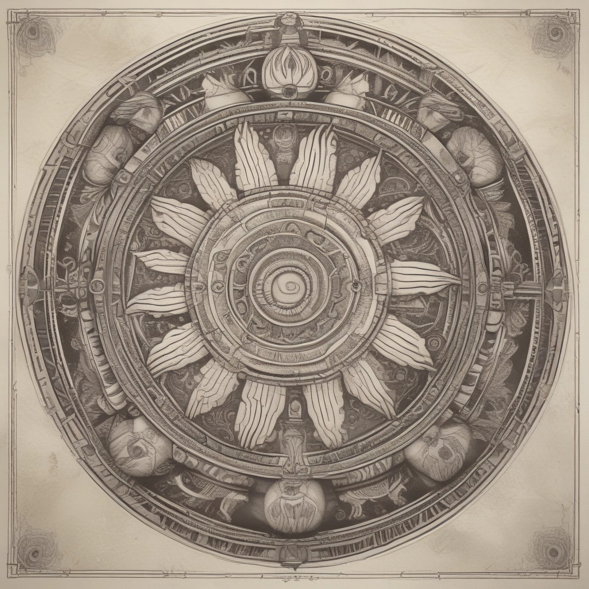 an abstract photo of a curved building with a blue sky in the background