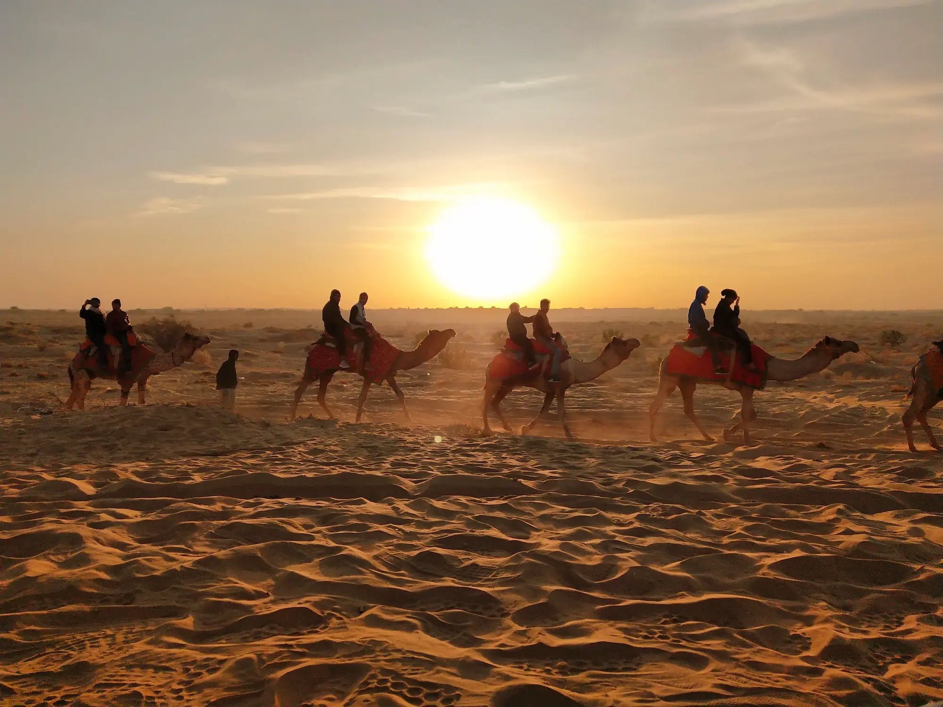 Camel safari on the vast sand dunes of Jaisalmer in Rajasthan.