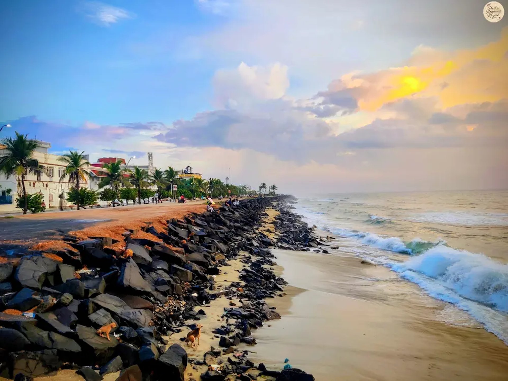 Early sunrise view at Pondy’s rocky shoreline.