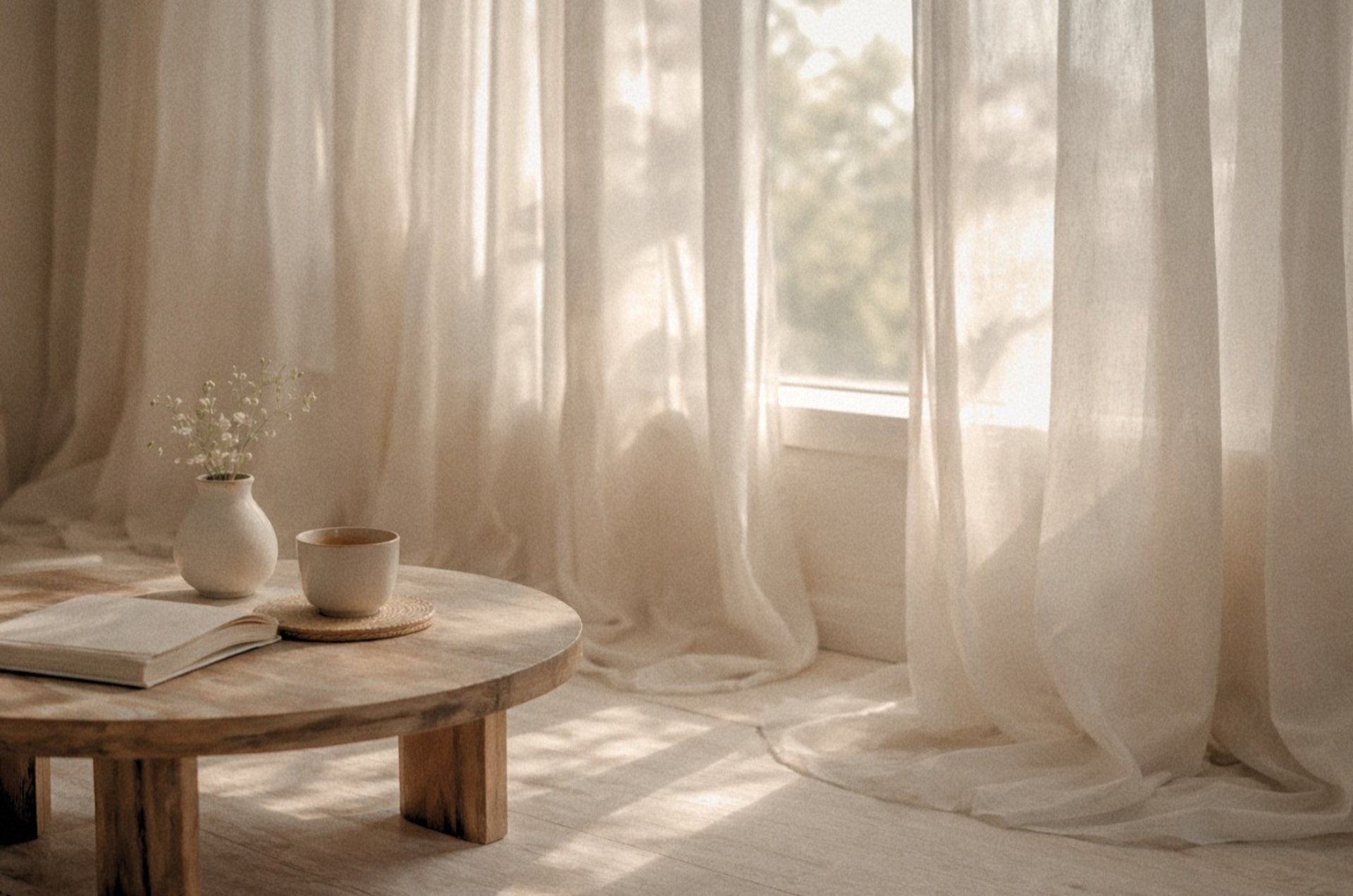 white and brown window curtain