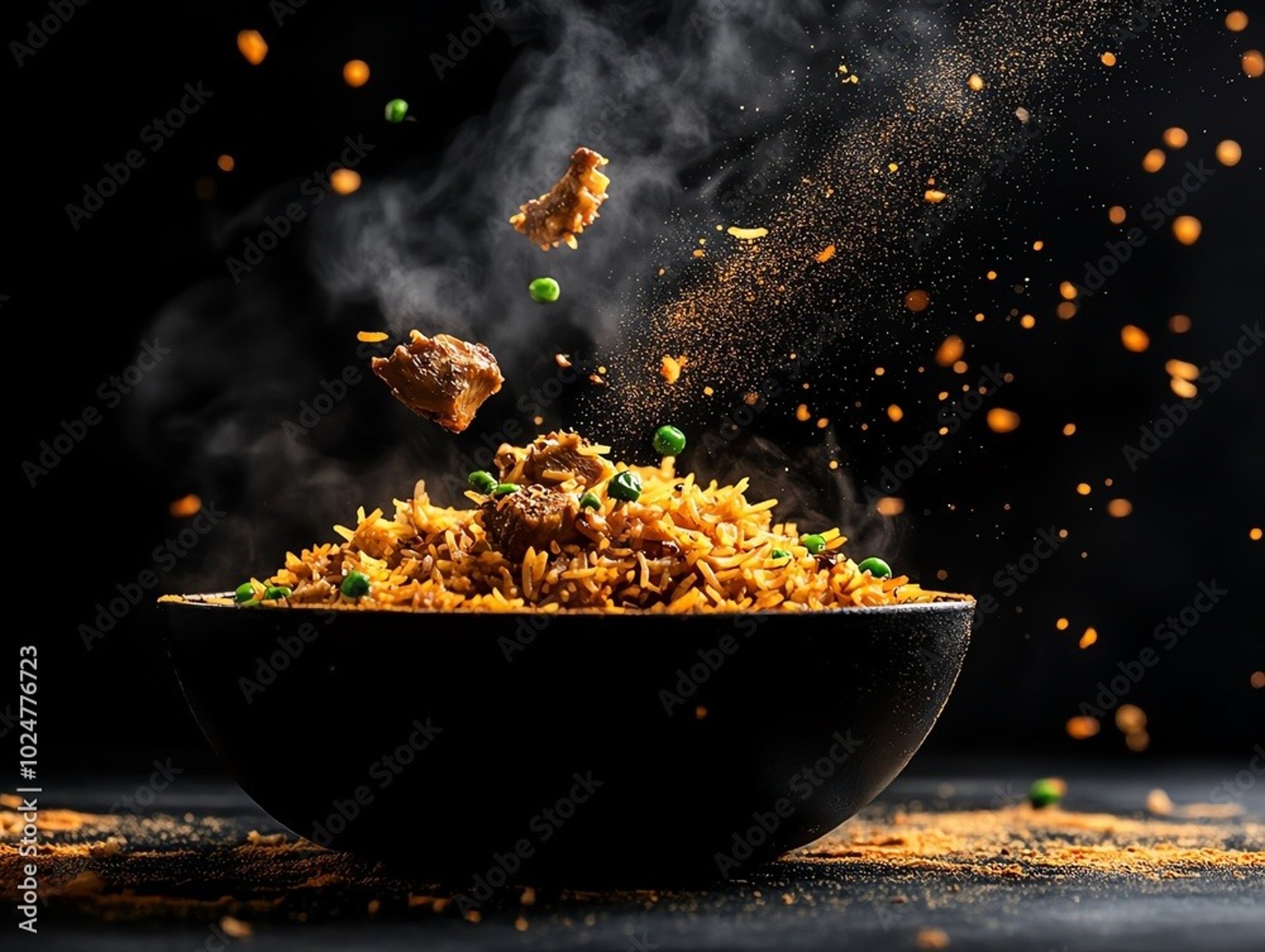 pasta dish on black plate