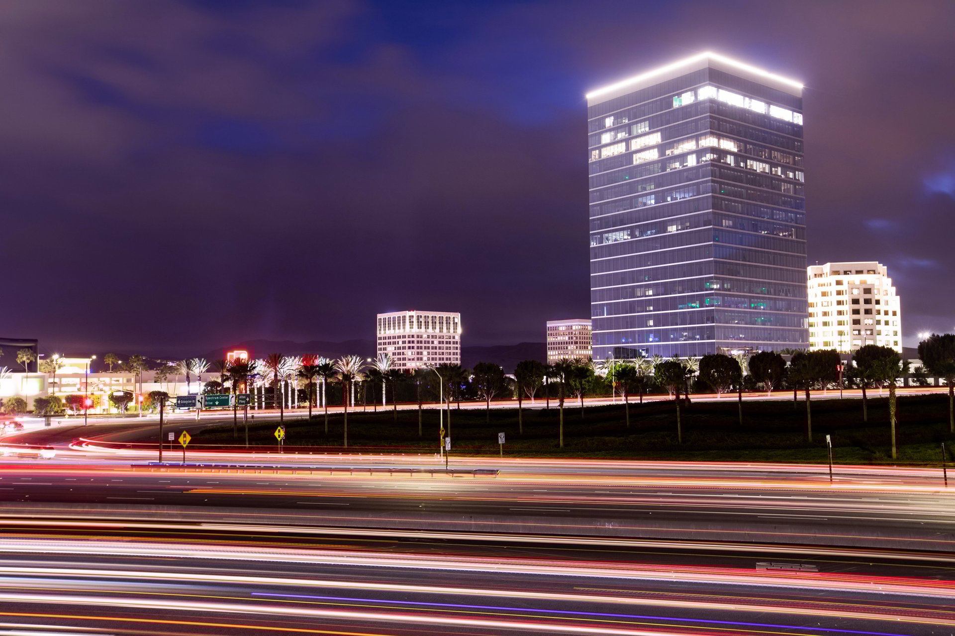 Irvine, California and 5 Freeway with cars streaming by