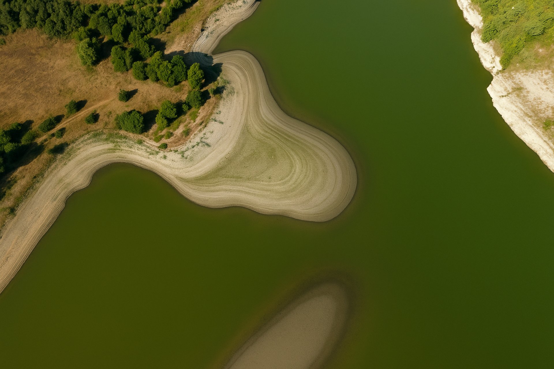 an abstract photo of a curved building with a blue sky in the background