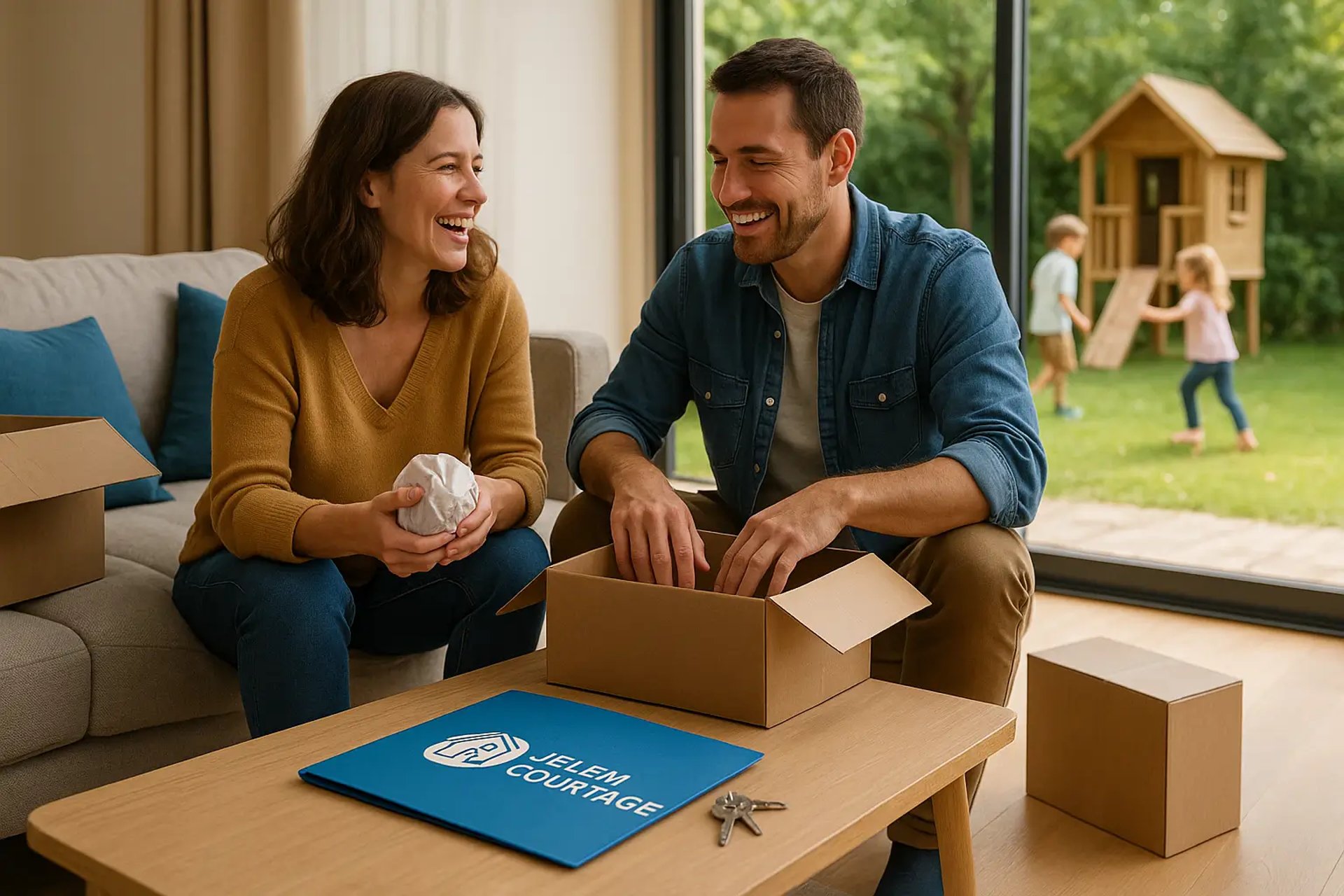 un couple en rdv avec un courtier pour optimiser leur projet immobilier