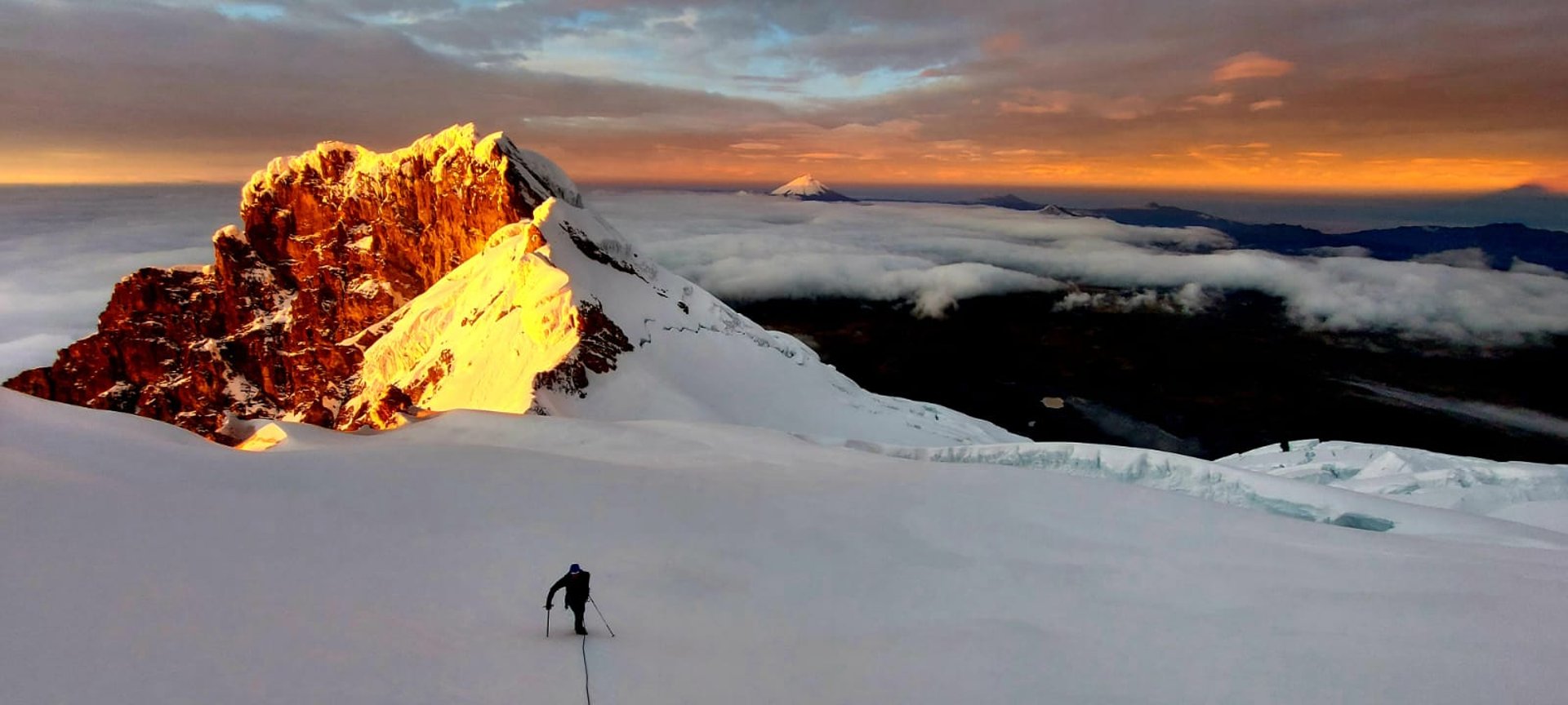 climber on the way to antisana summit