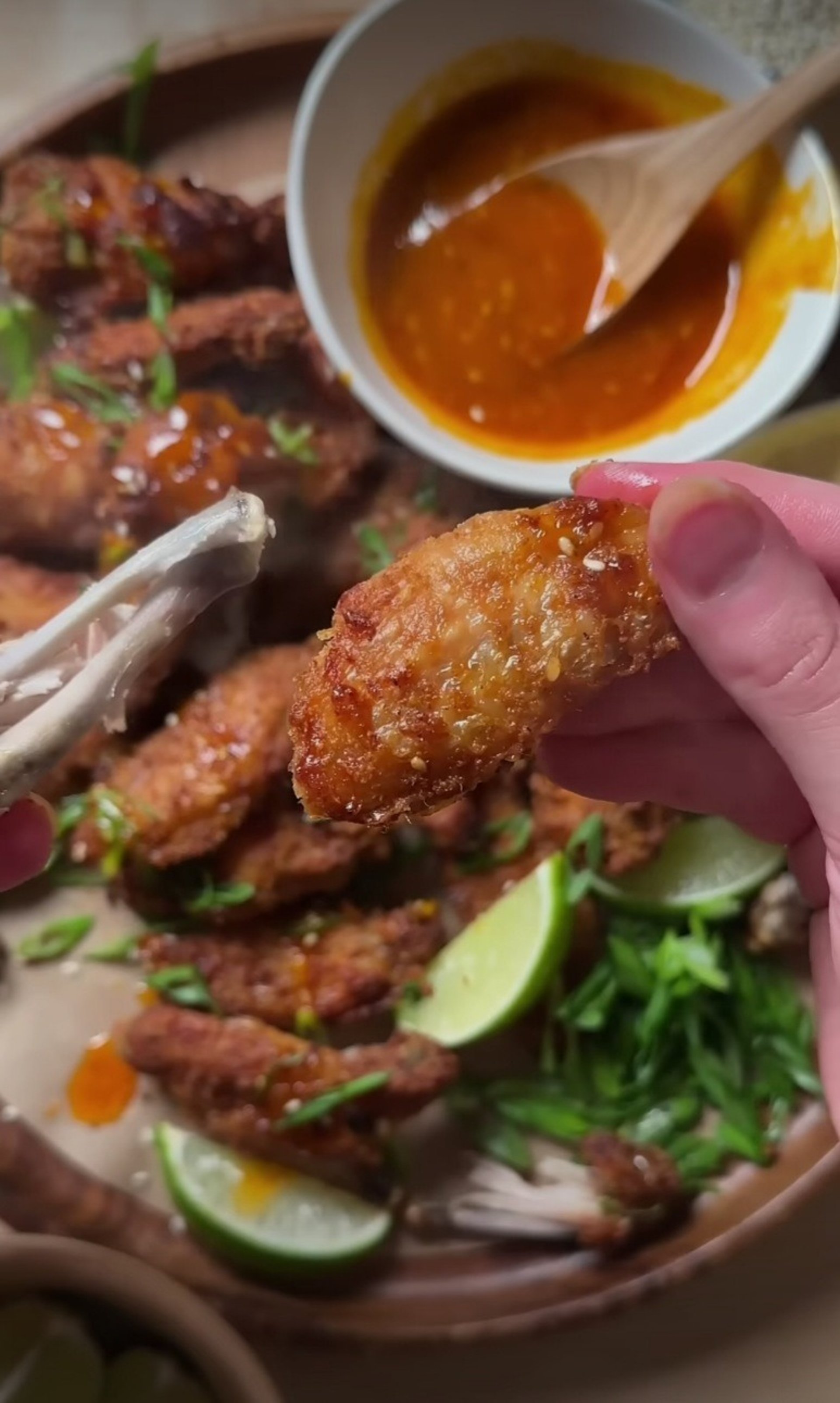 Crispy Honey Sesame Sriracha Chicken Wings (Oven-Baked)