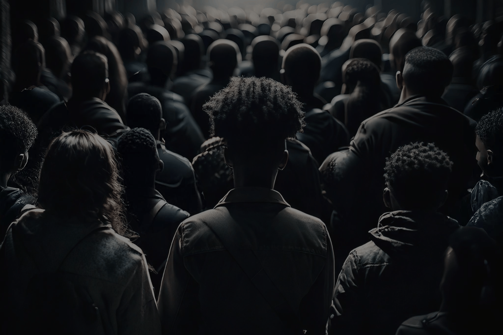 The back of a group of Black people