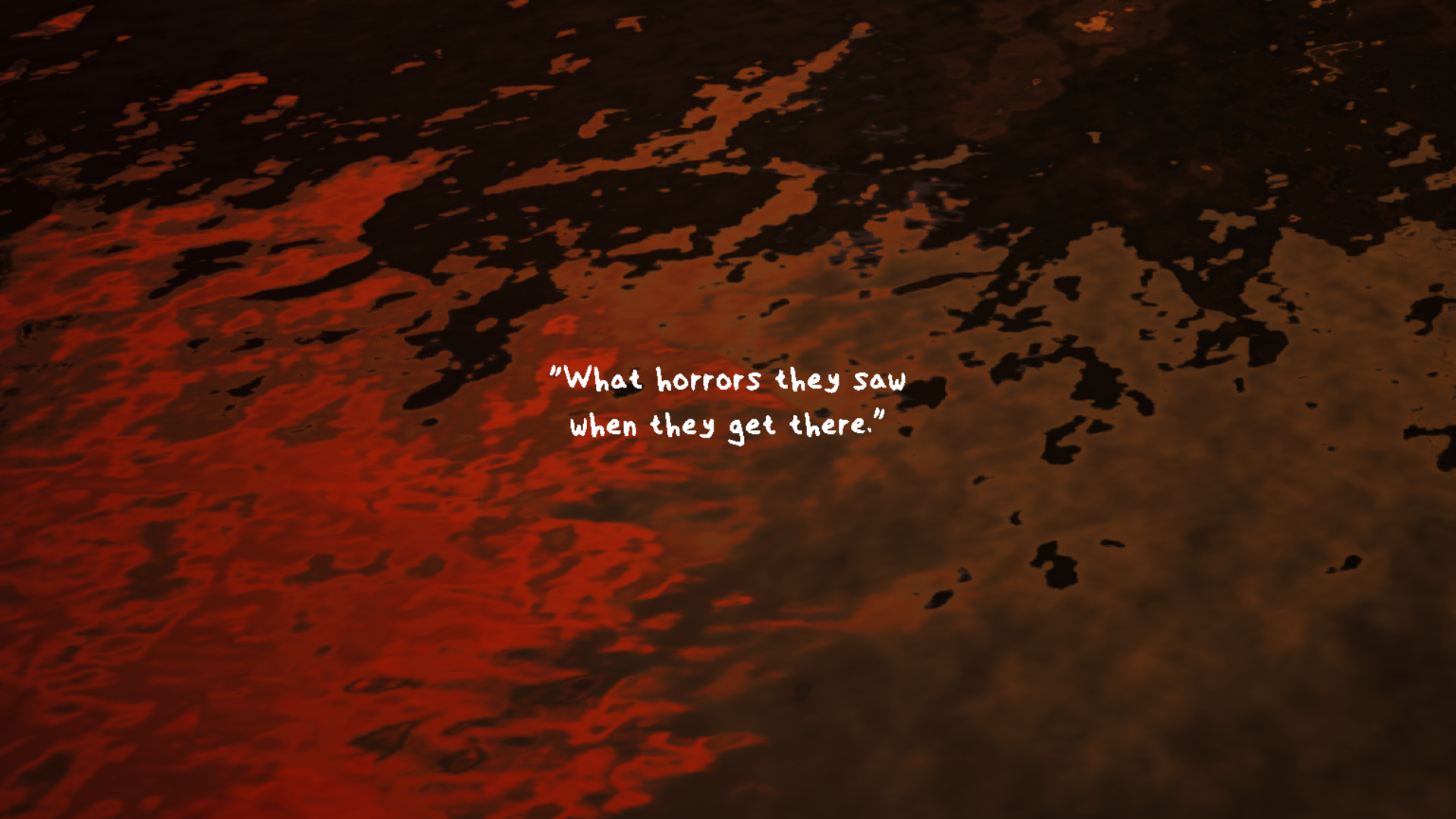 Coded Black gameplay screenshot showing a close up of a body of water and narration text.