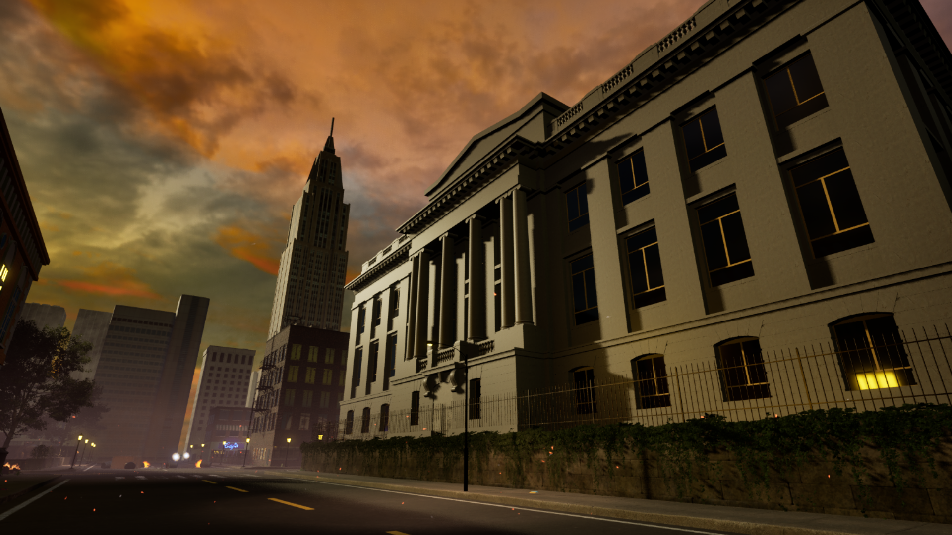 Coded Black gameplay screenshot showing a city with high rise buildings.