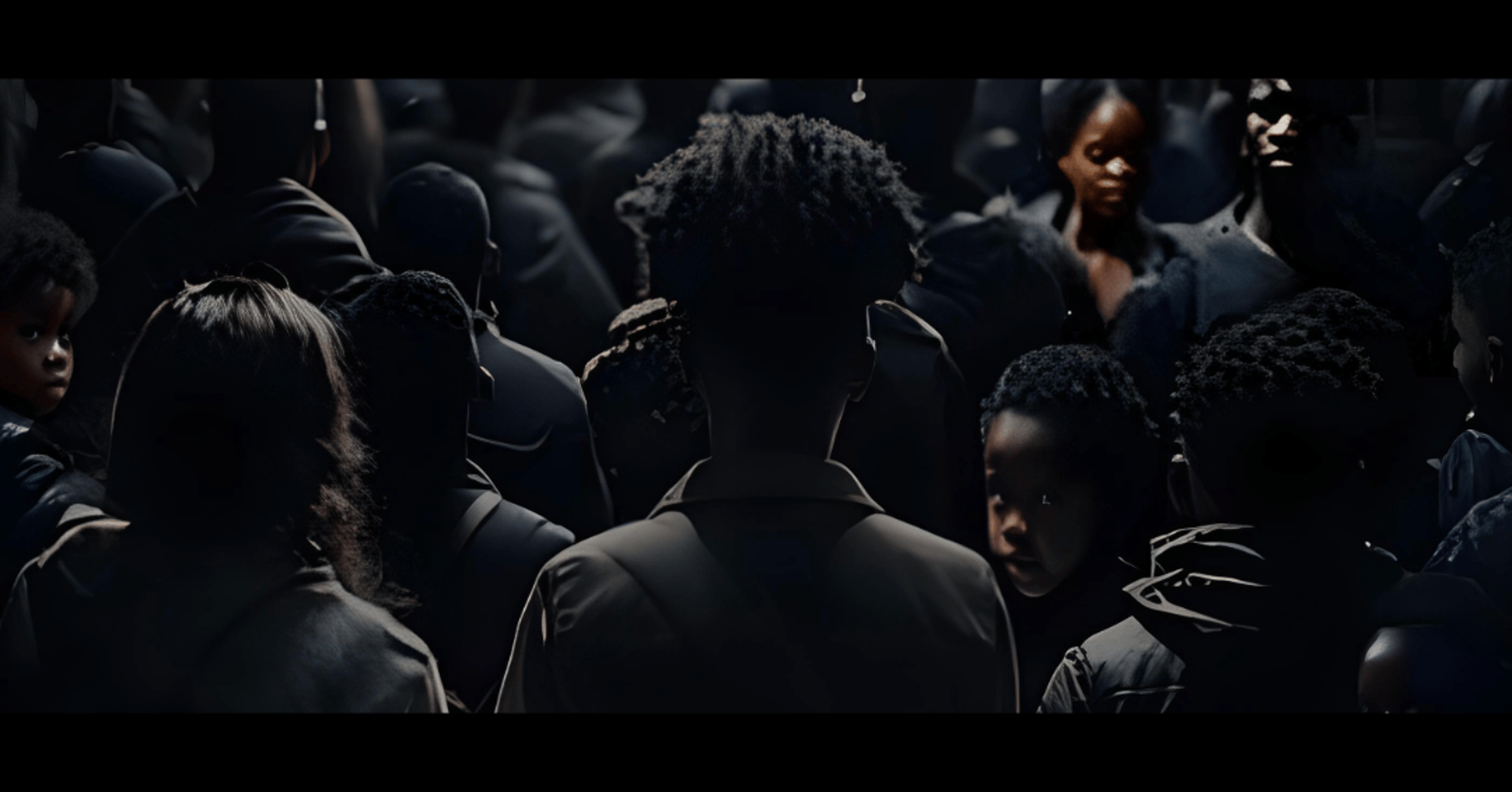 Group of Black people mostly facing forward but with some looking back at you