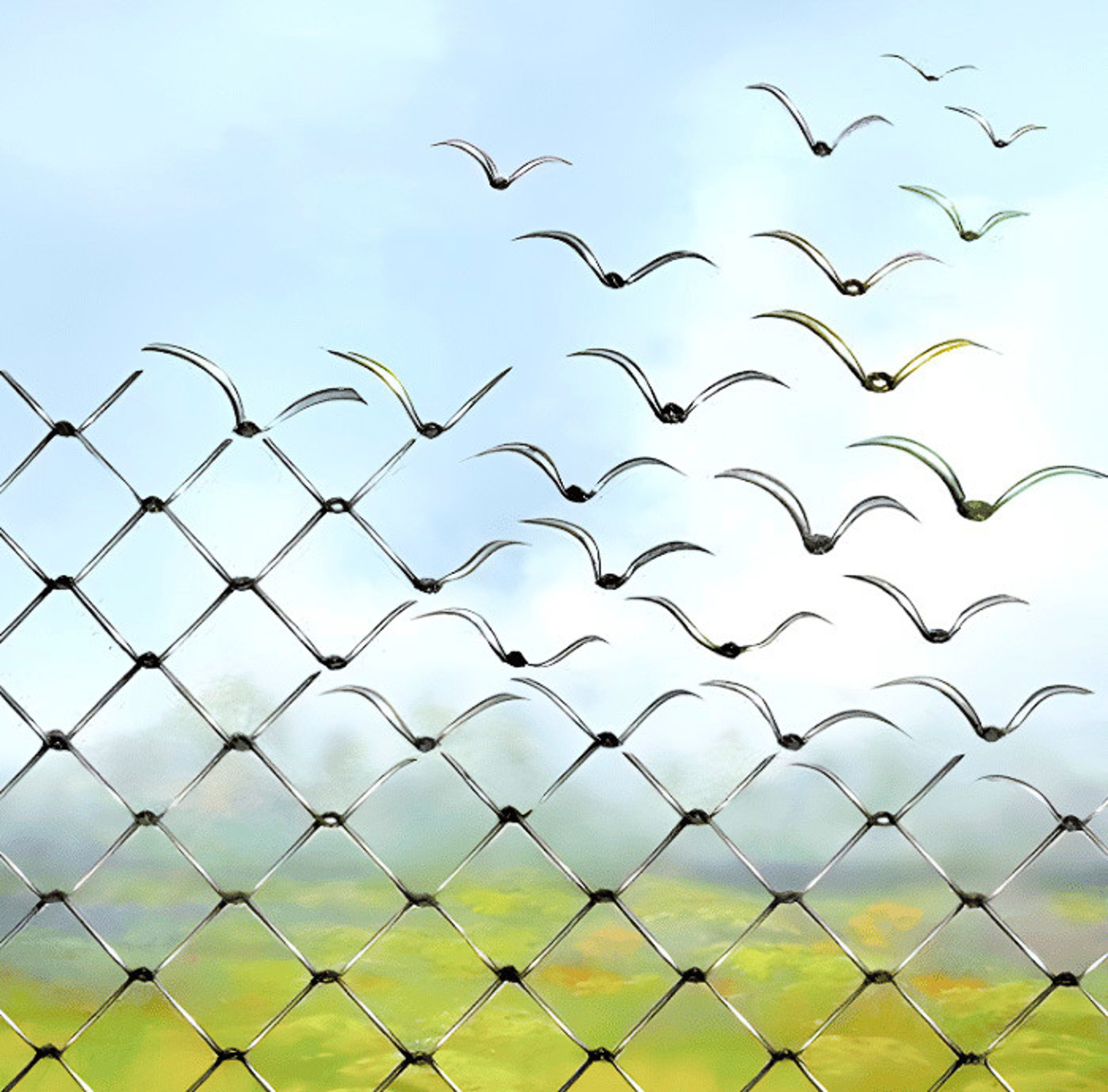 an abstract photo of a curved building with a blue sky in the background