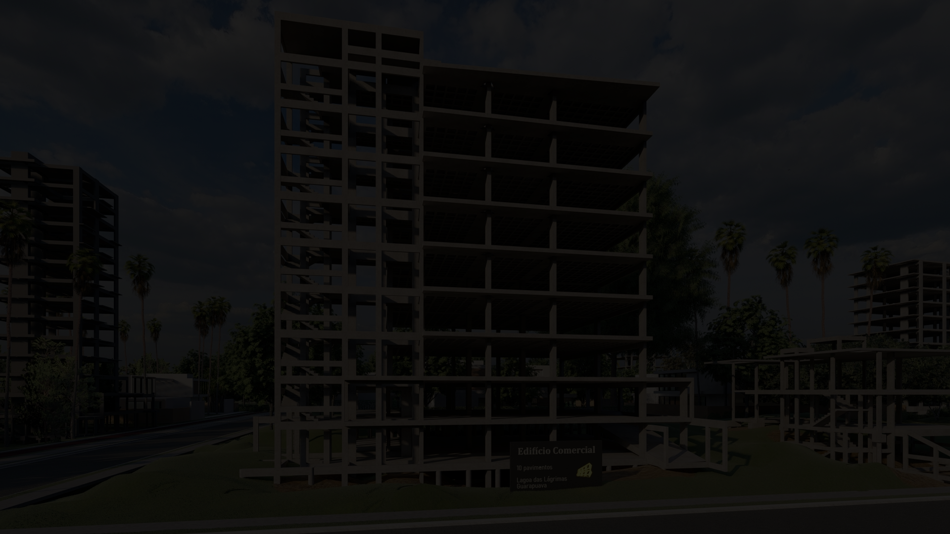 a tall building with several balconies and umbrellas