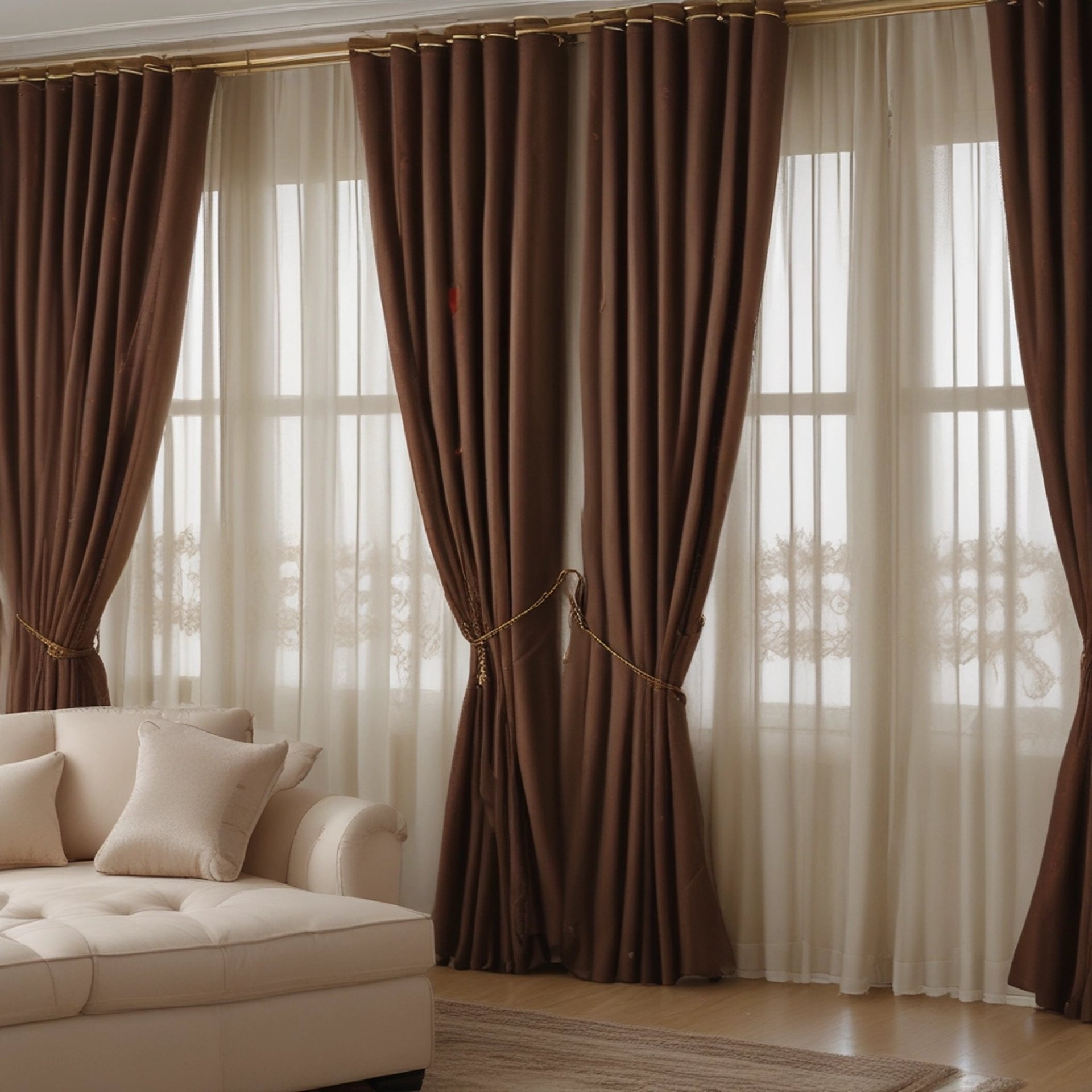 a close up of a curtain with light coming through it
