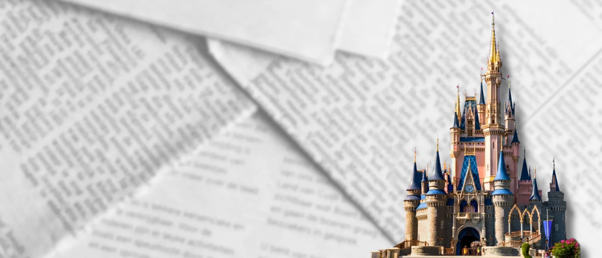 Cinderella Castle at Walt Disney World over blurred text, symbolizing the latest Disney World news and updates.