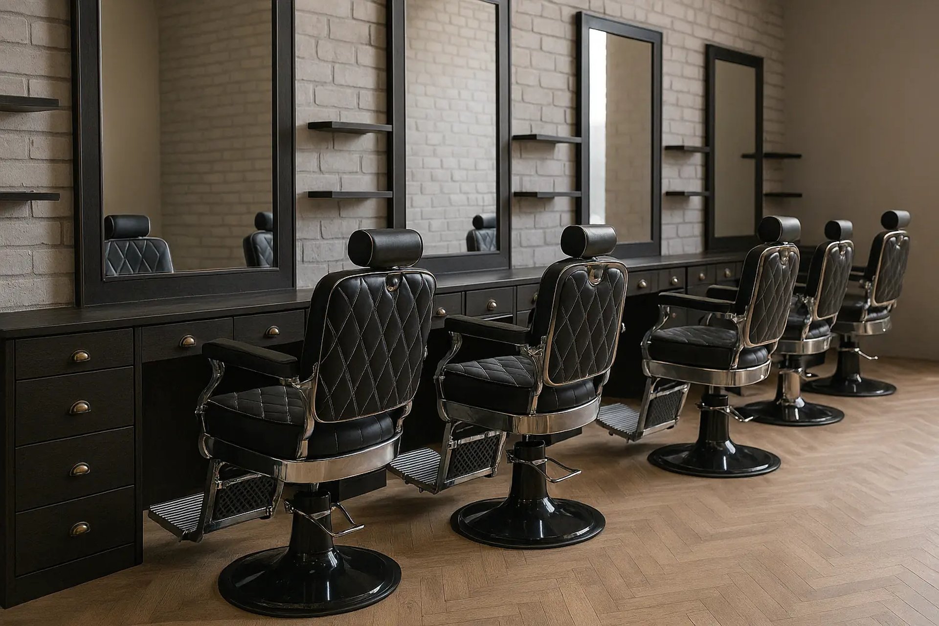 barbería clásica, ambiente retro, clientes relajados, sillas de barbería vintage, blanco y negro
