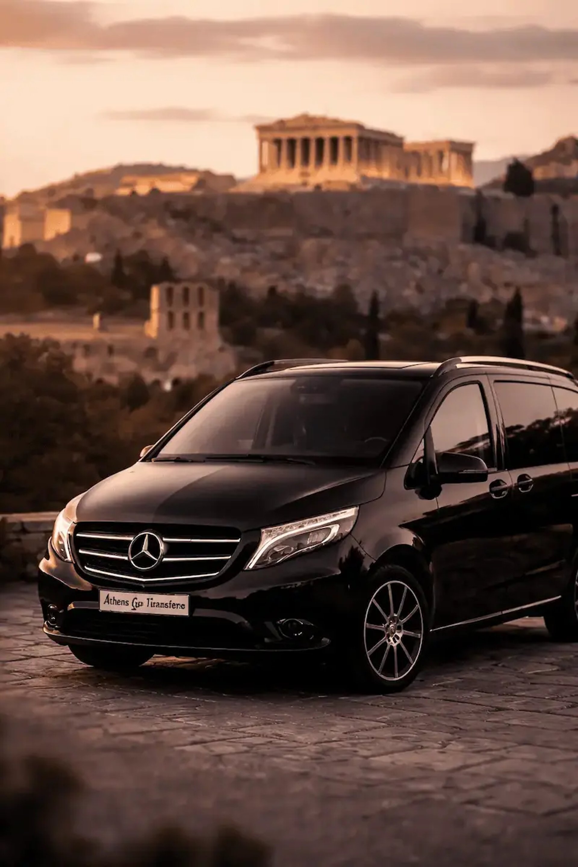 Private fleet of black Mercedes Vito minivans for group transfers in Athens, Greece - Athens GO Transfers