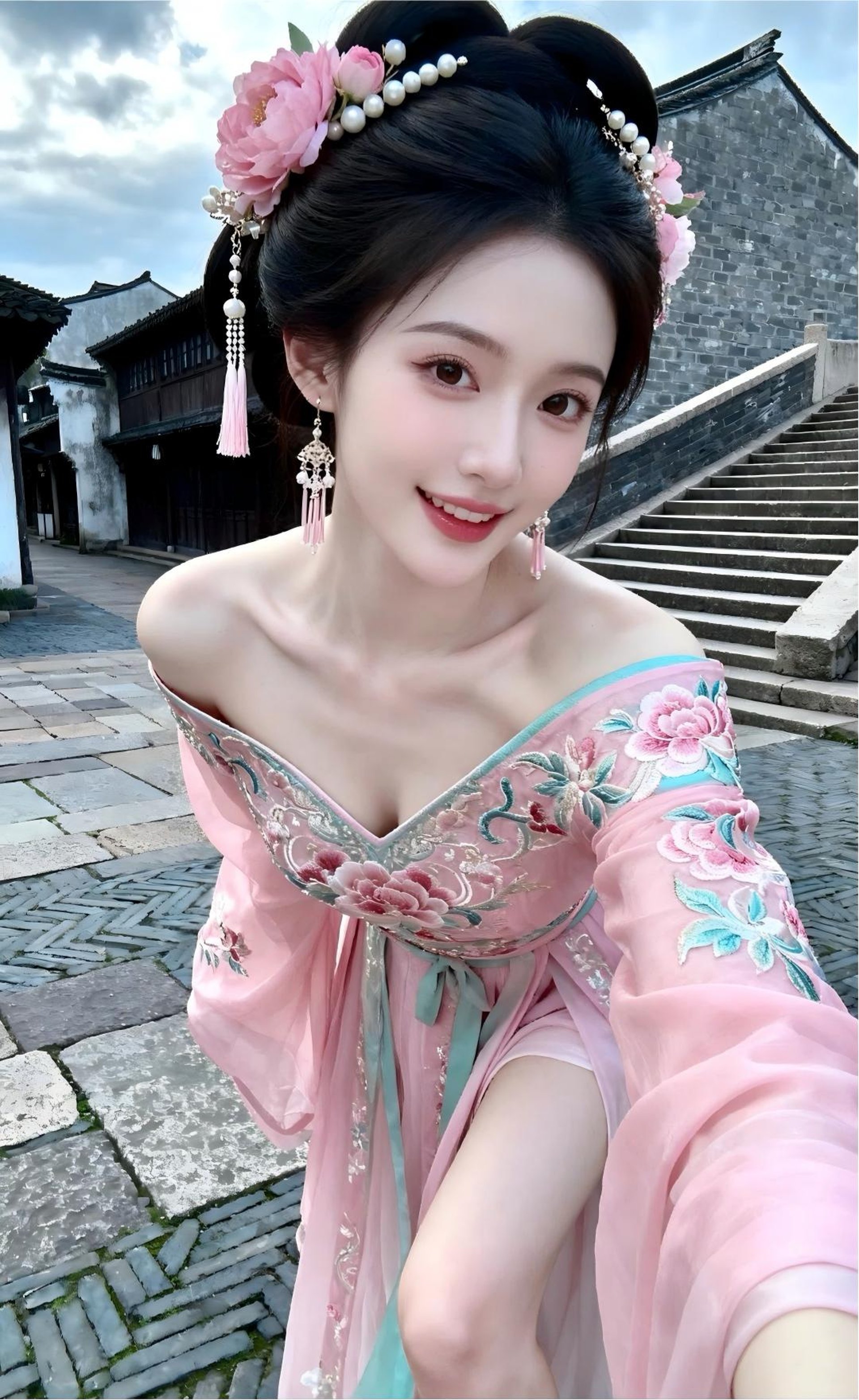 a woman in a kimono holding a fan