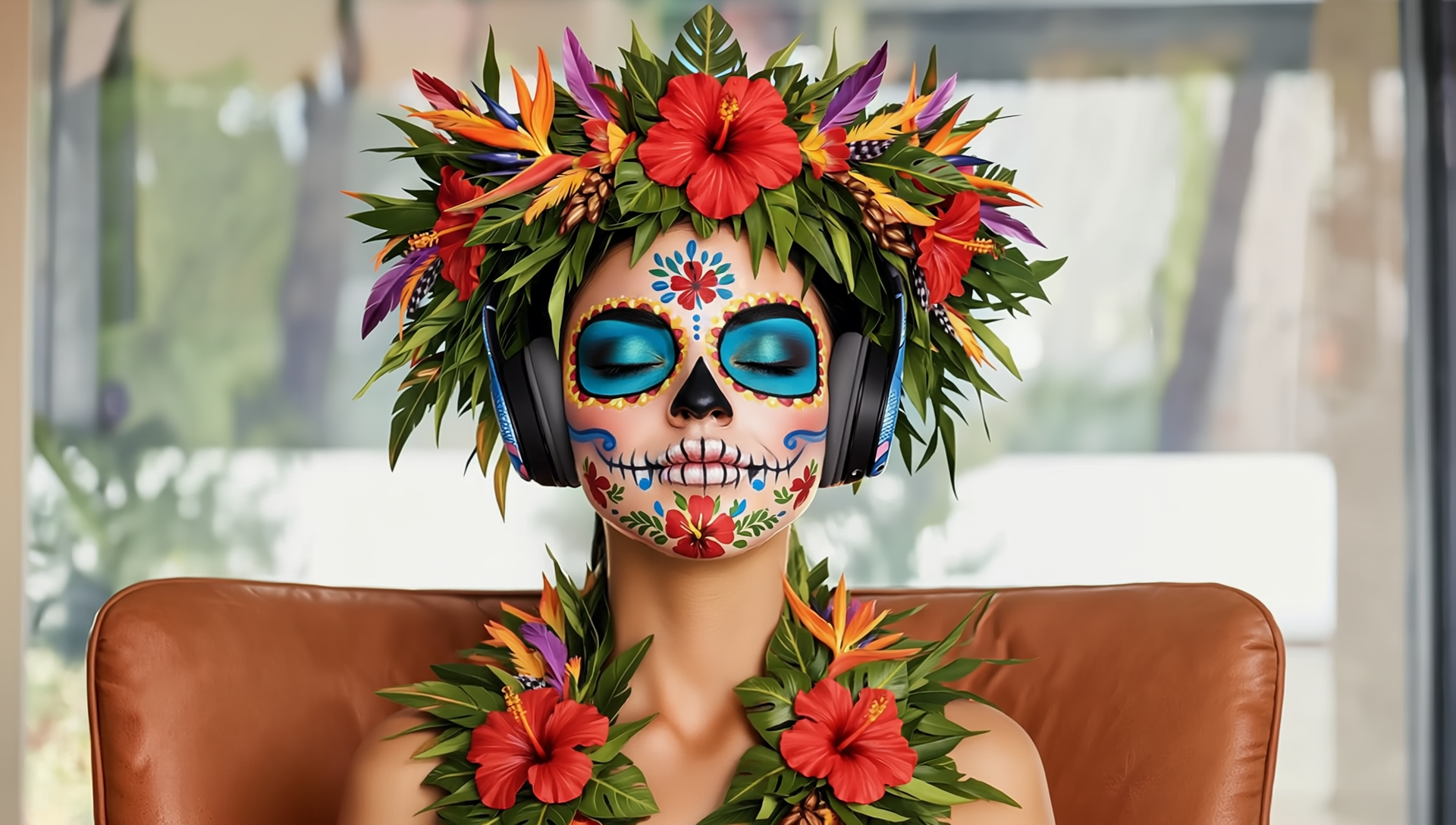 red and gray corded headphones