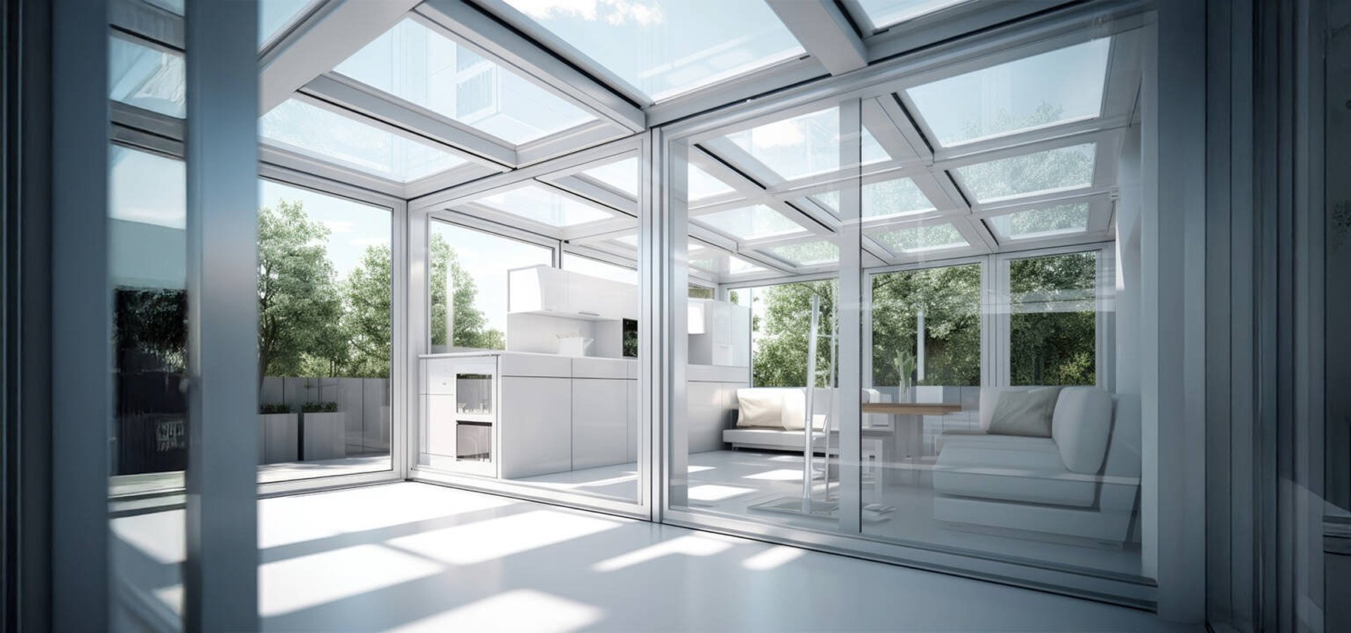 an abstract photo of a curved building with a blue sky in the background