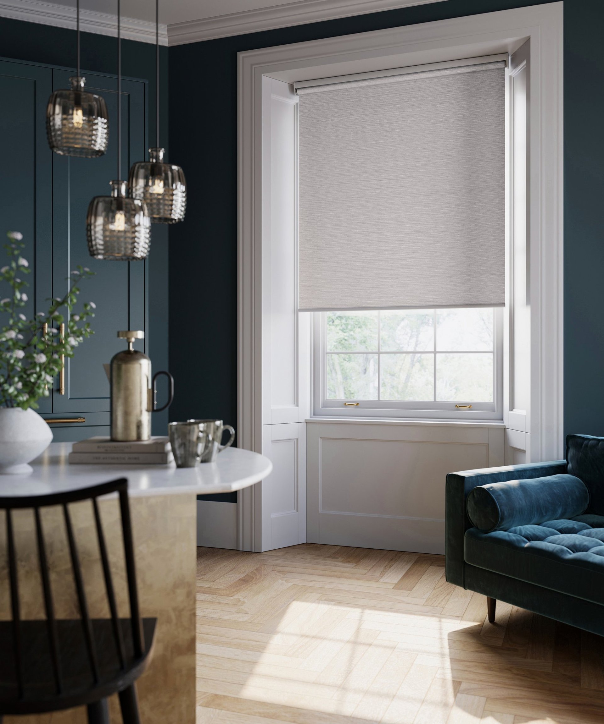 an abstract photo of a curved building with a blue sky in the background