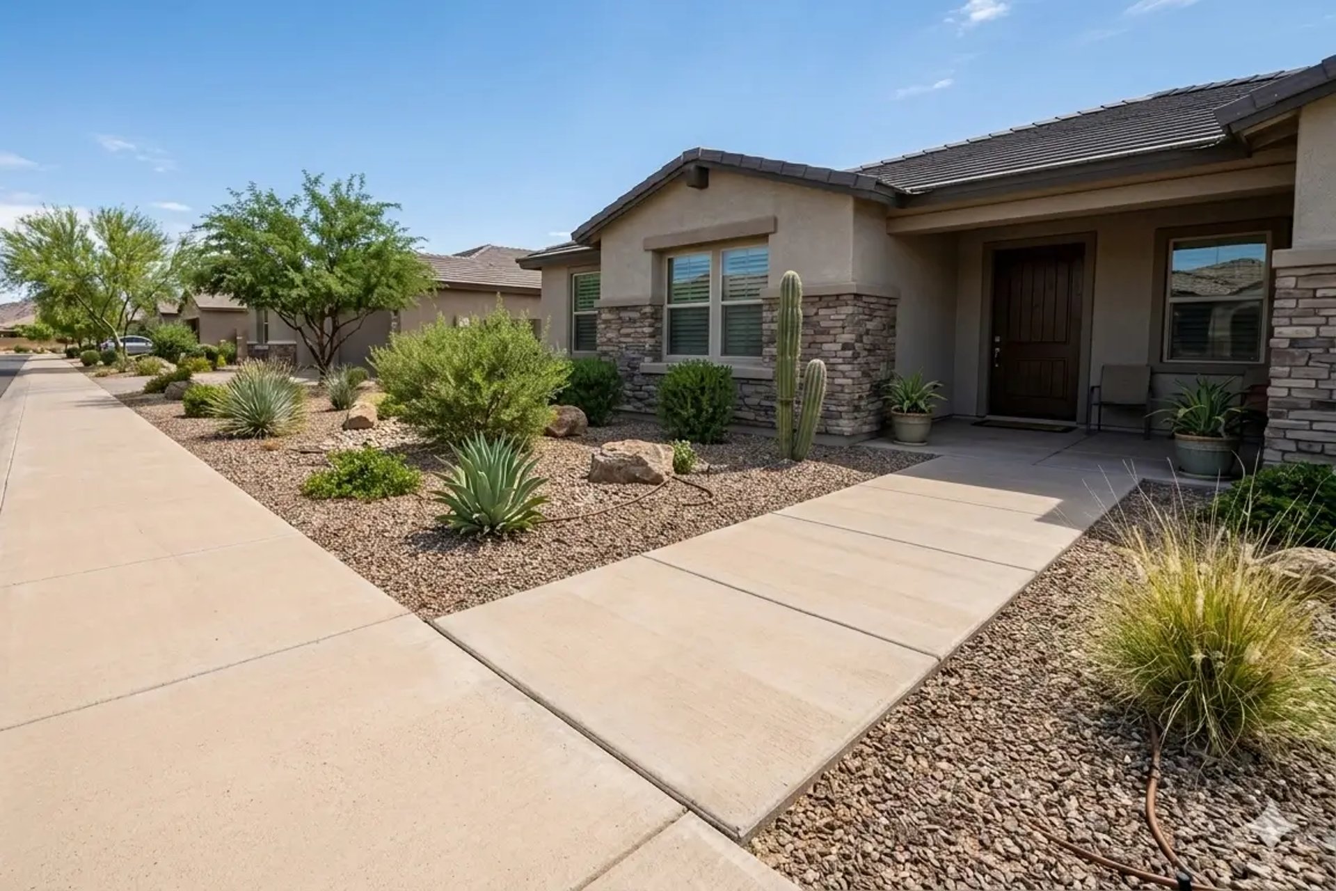 residential concrete sidewalk and front walkway in Queen Creek, Arizona