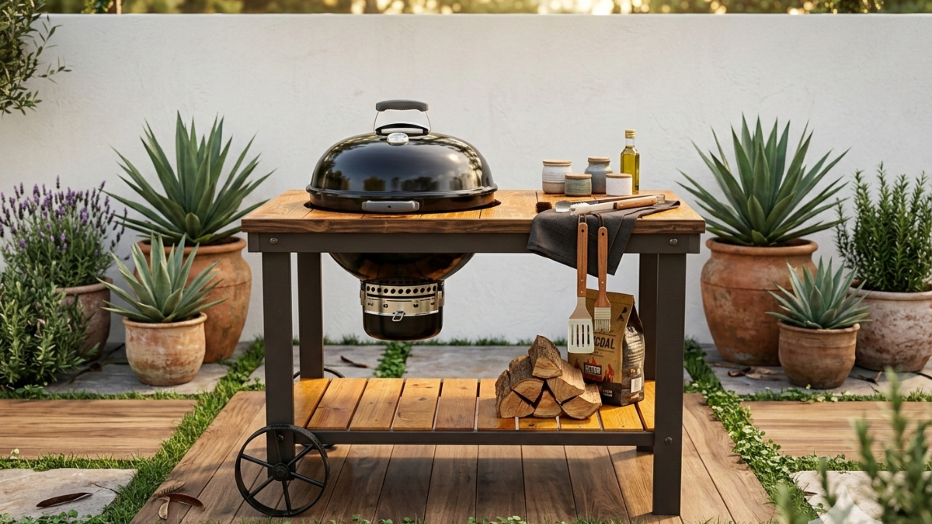 mesa de parrilla para weber de 22"