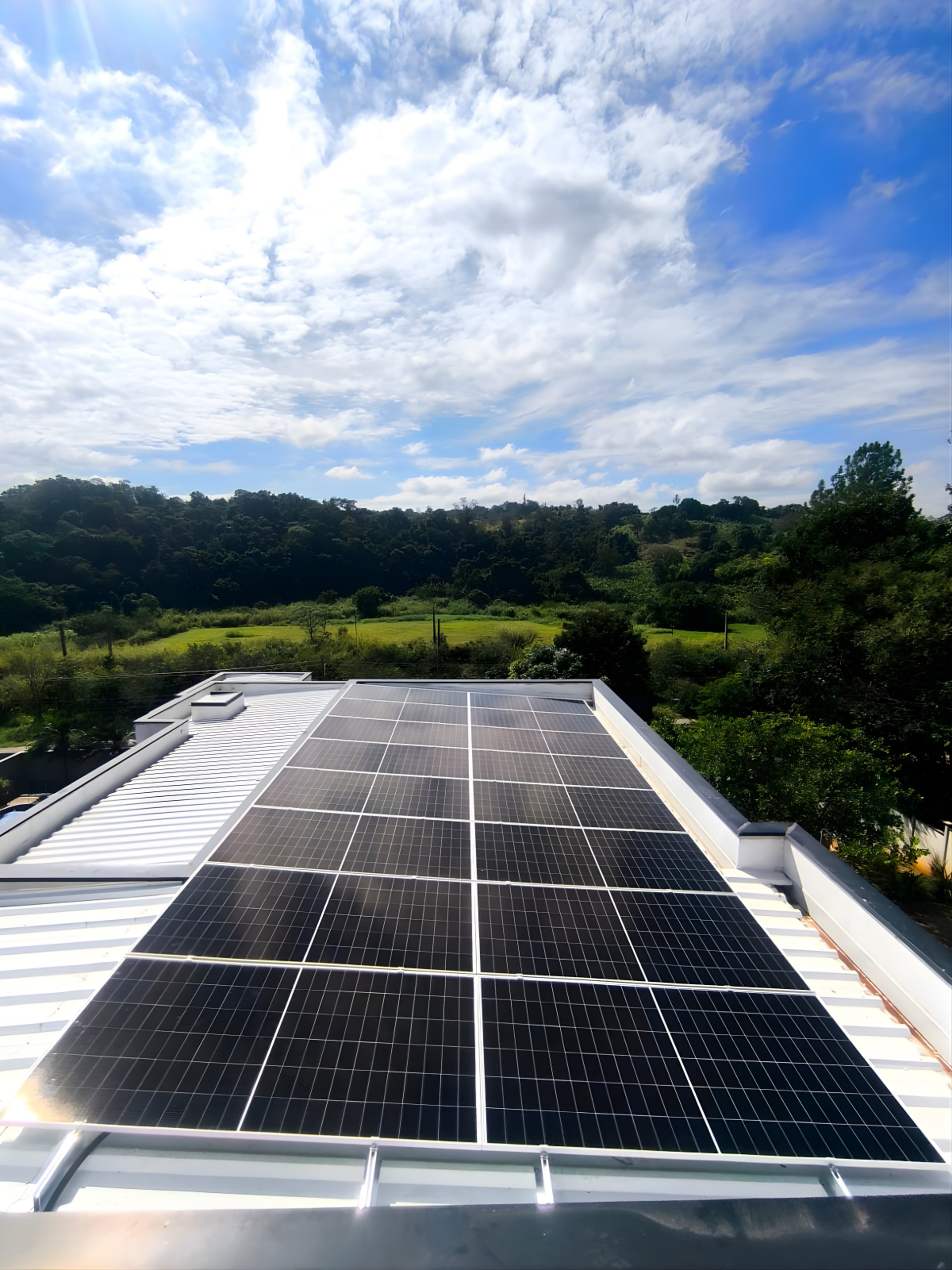blue and white solar panel lot